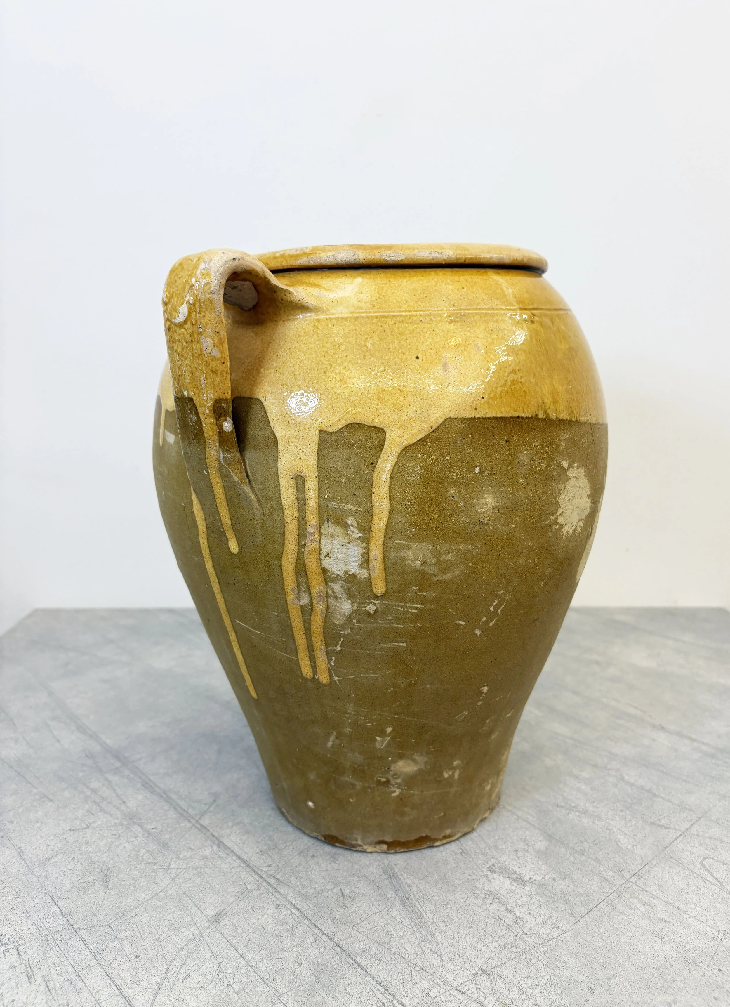 vintage yellow glazed ceramic vase