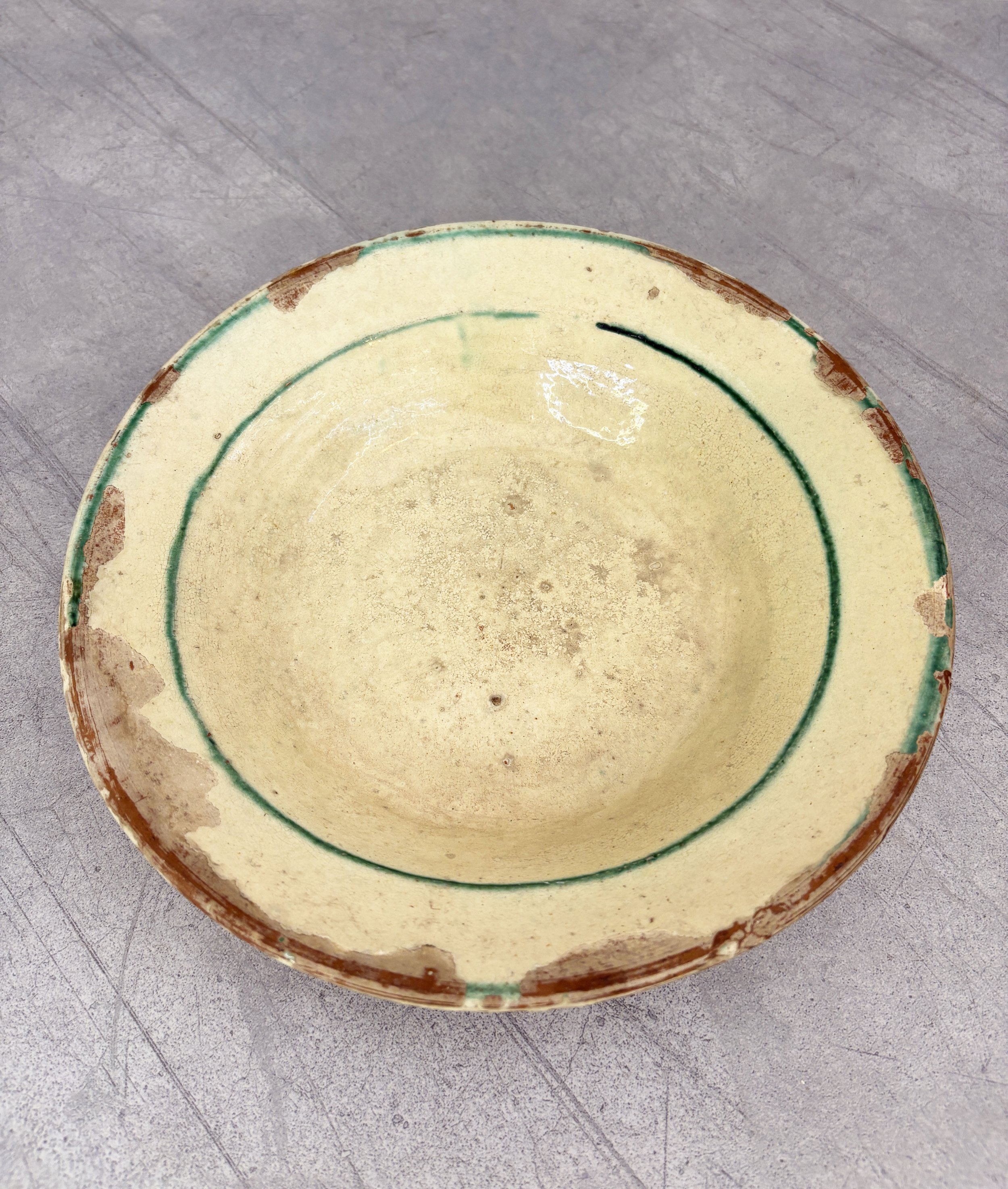 hand painted green stripe rustic plate.jpg