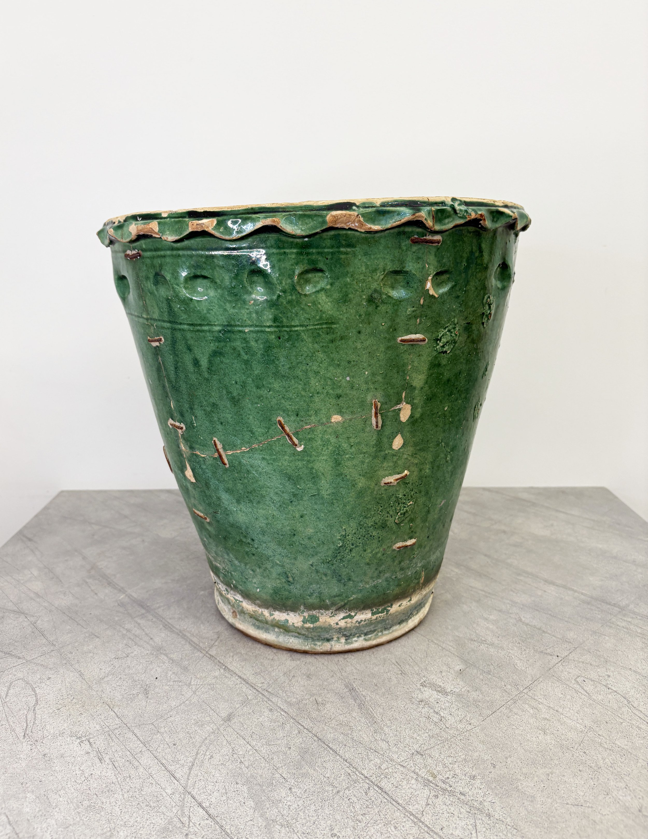 handmade ceramic green plant pot