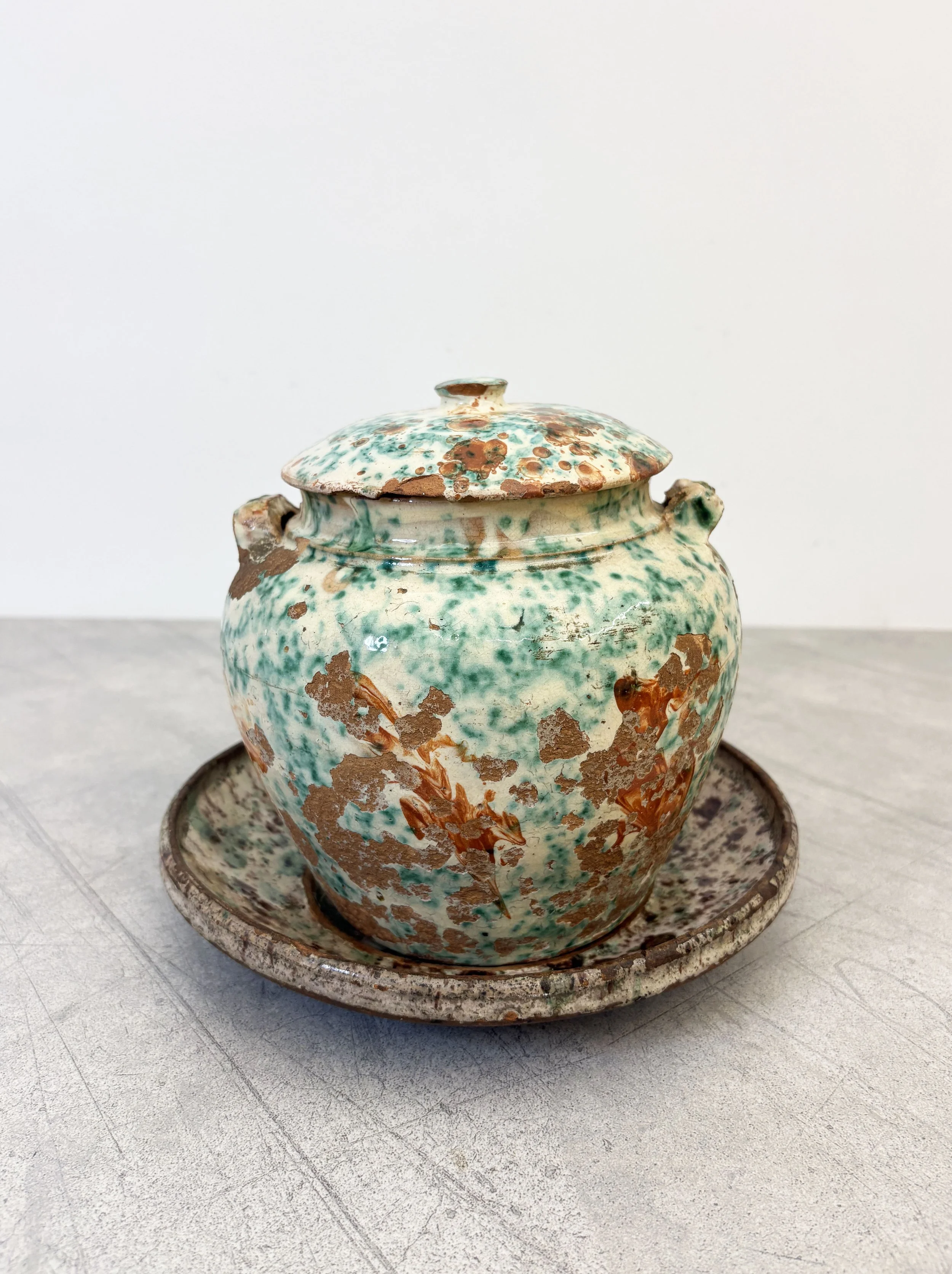 rustic splatter glazed pottery Puglia