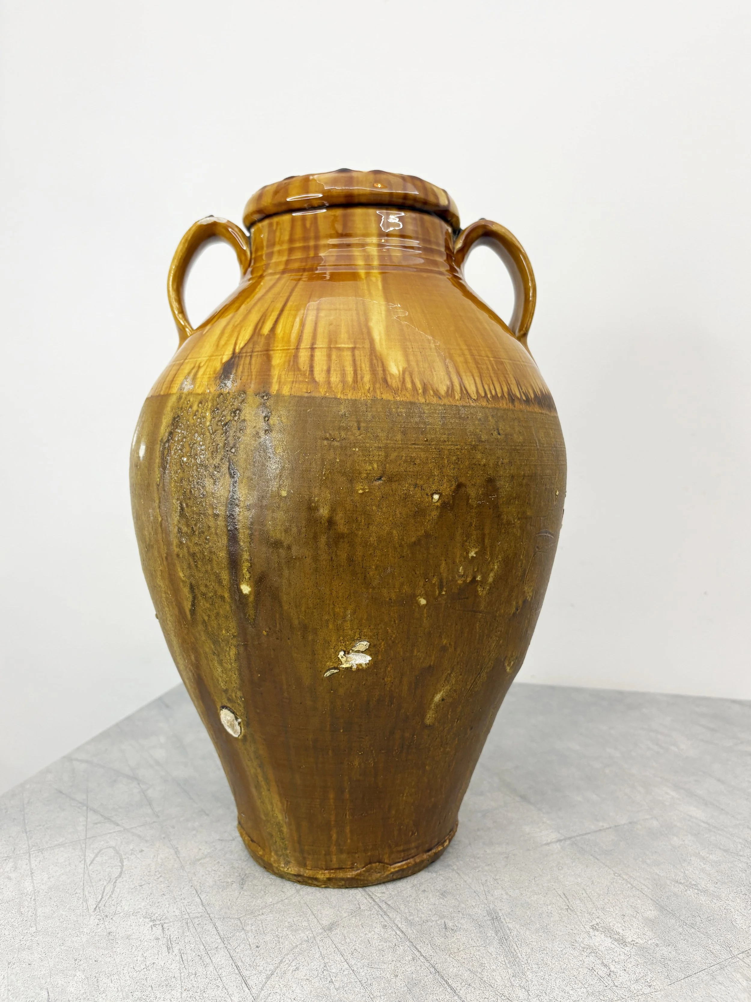 antique yellow glazed pot Puglia