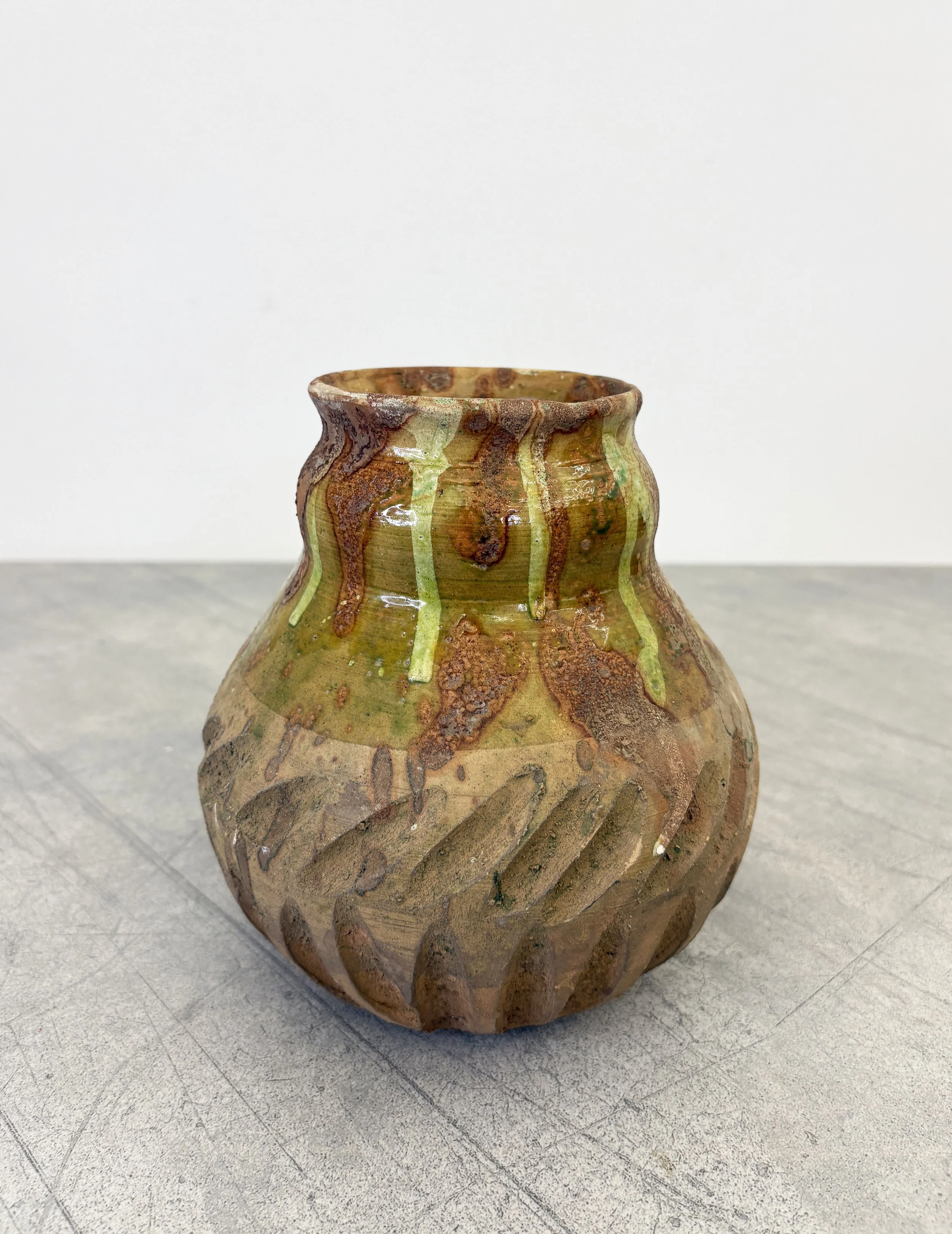 rustic drip glazed ceramic vase