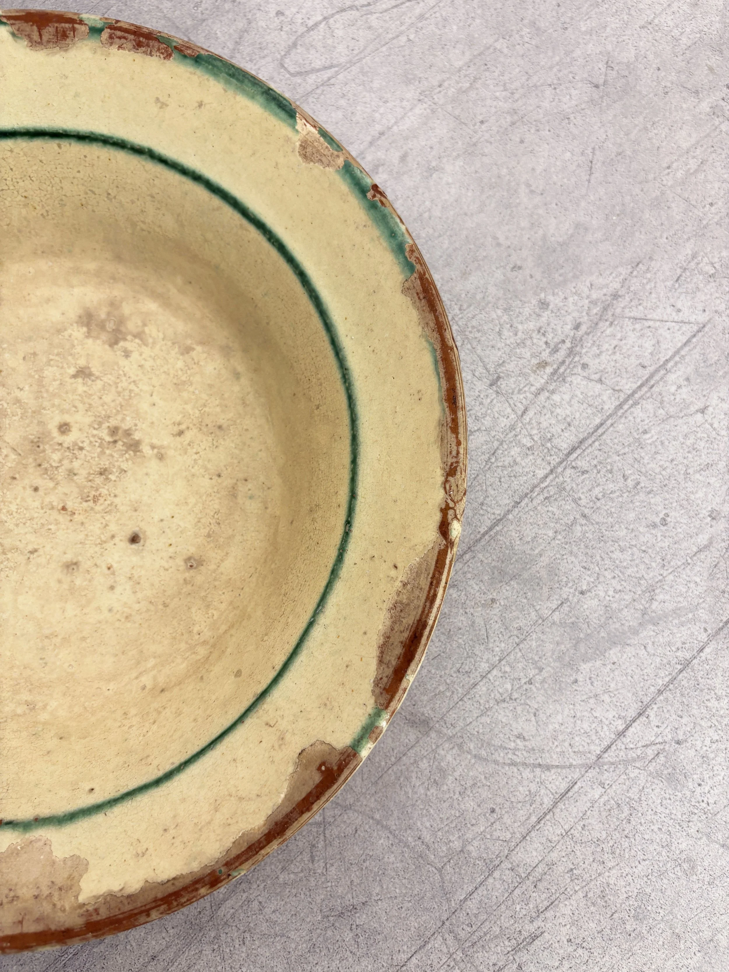 antique green stripe farmhouse plate .jpg