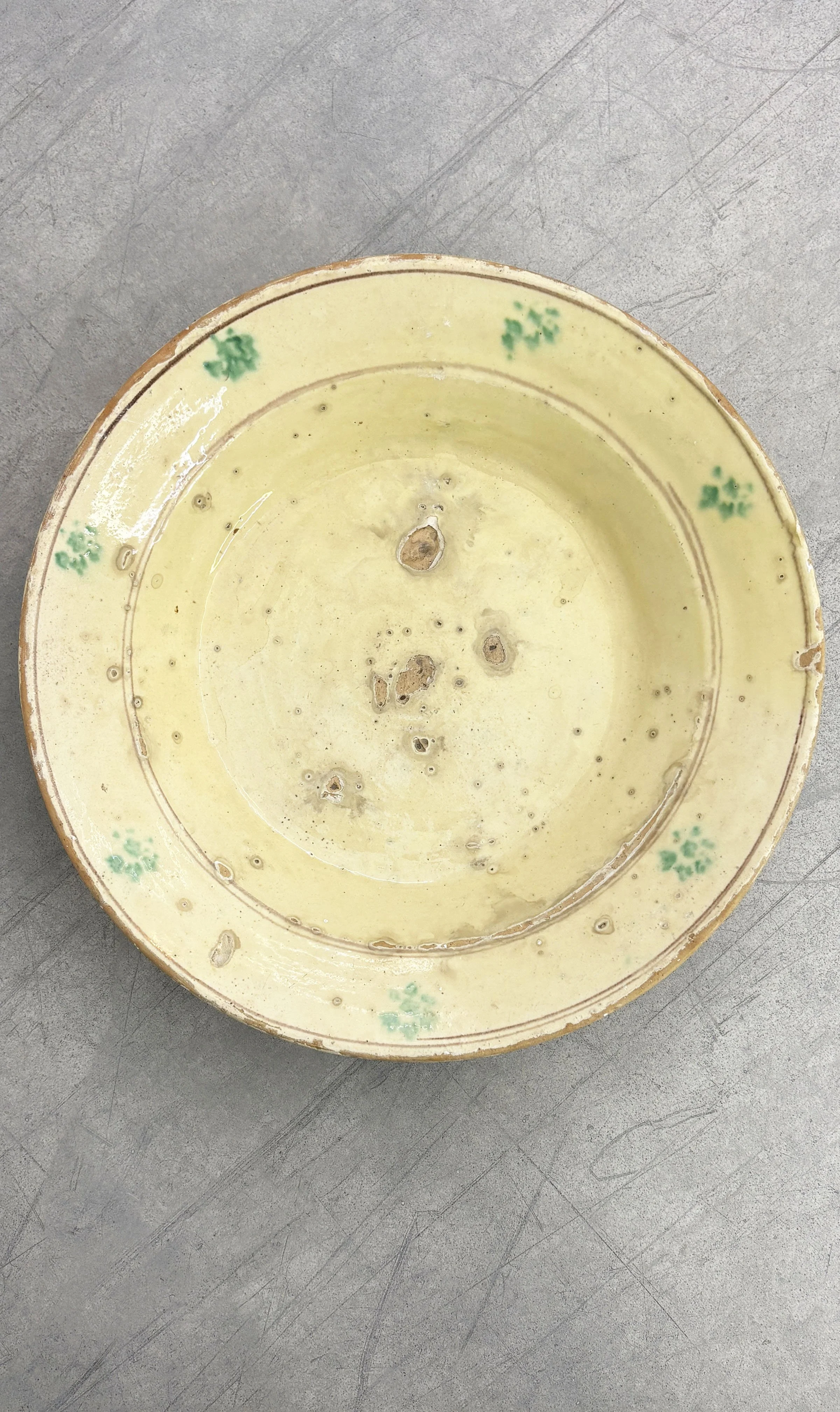 XL Antique Rustic Green 'Righe & Stelle' Plate