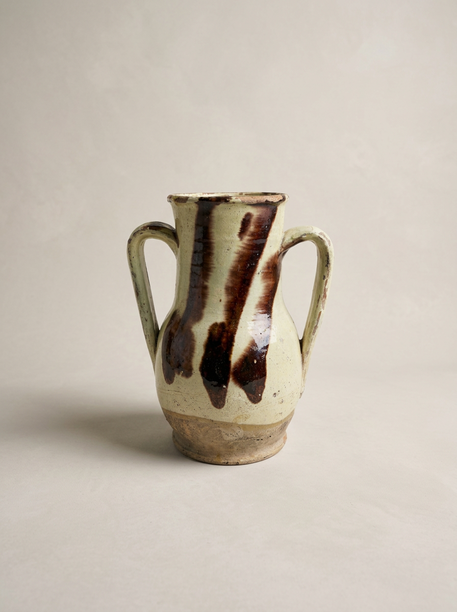 antique brown striped vase from Puglia