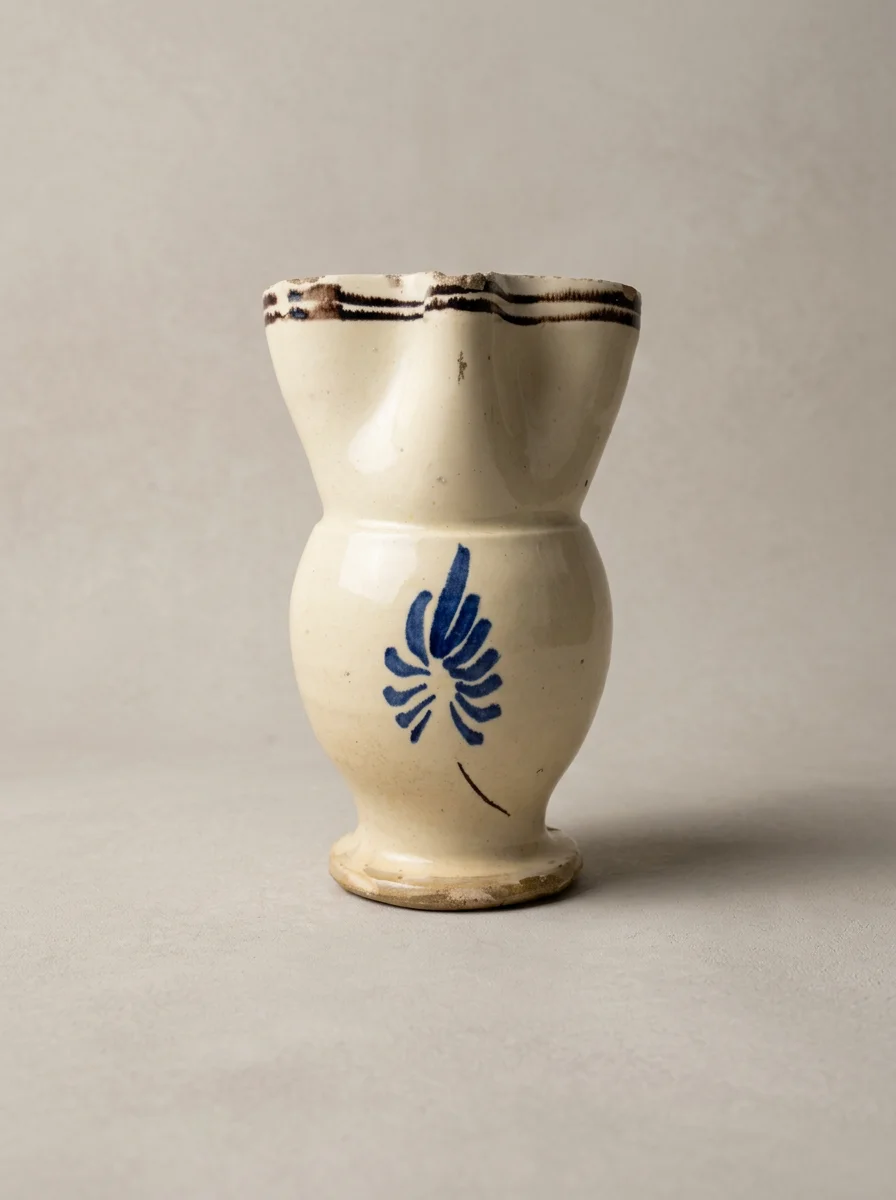 antique jug with hand painted blue floral design Puglia
