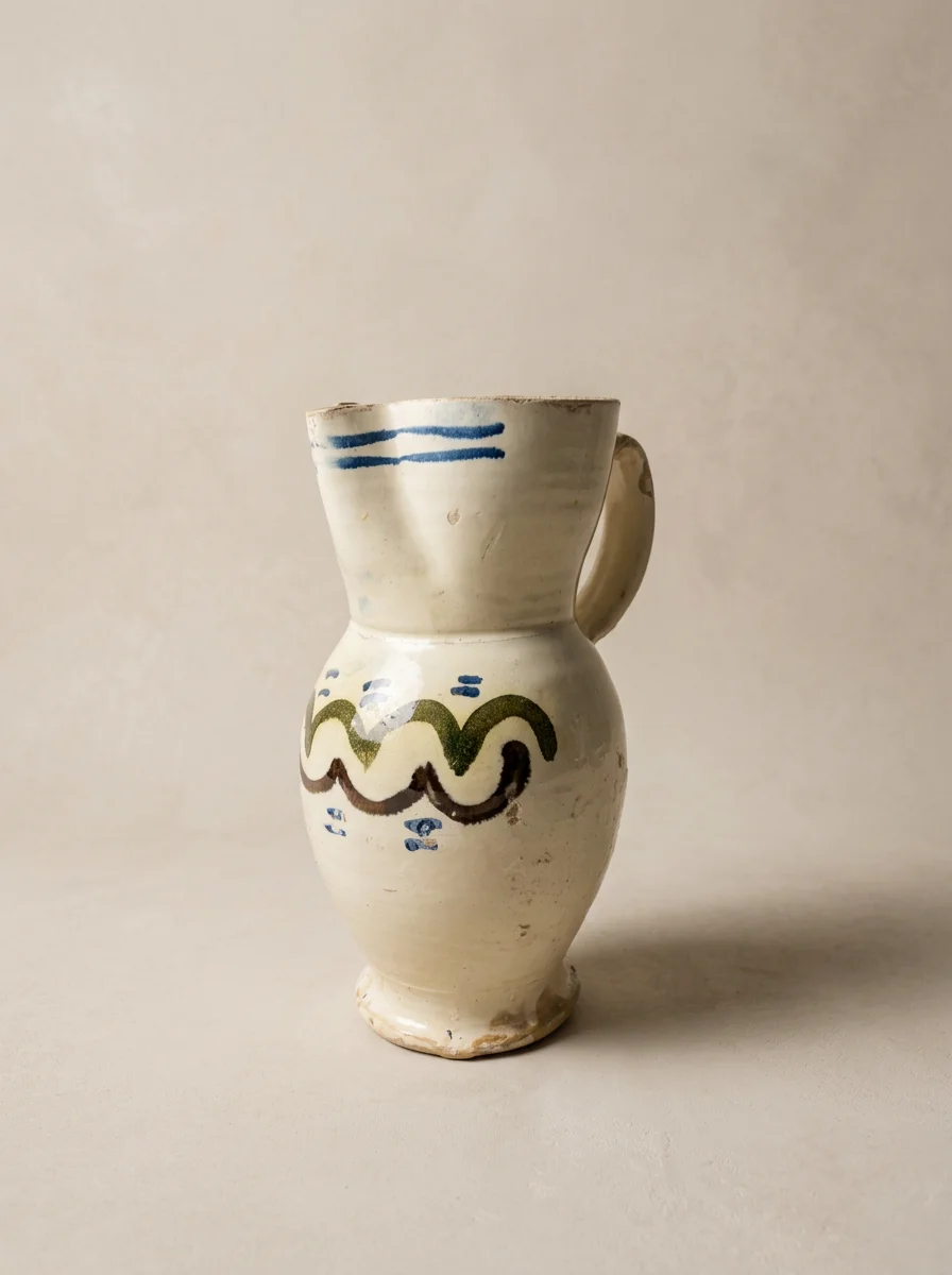 antique hand painted jug abstract pattern