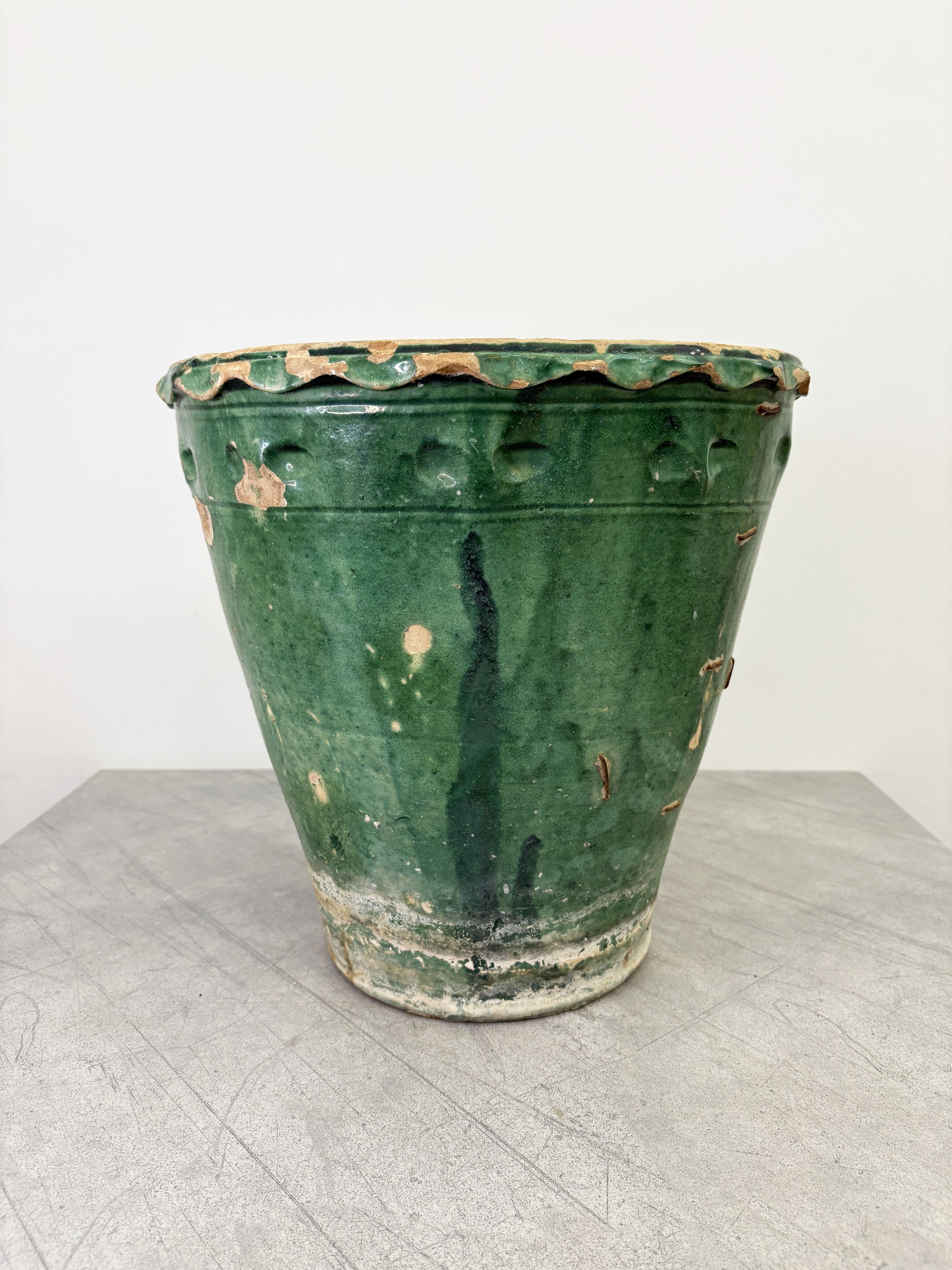 vintage farmhouse green plant pot
