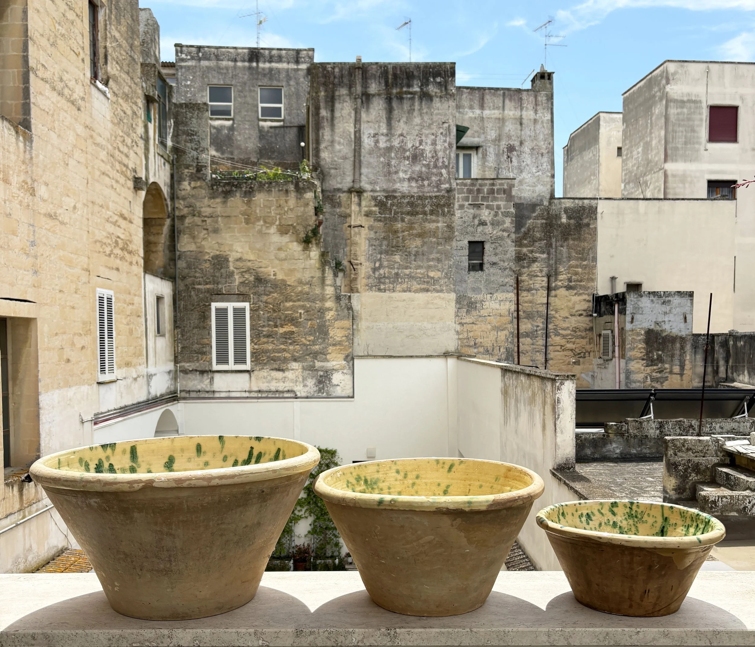3 antique ceramic farmhouse bowls Puglia