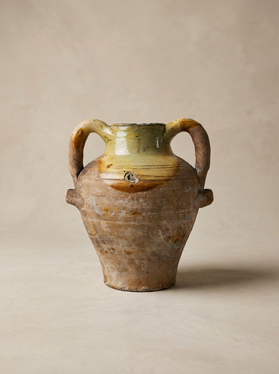 rustic ceramic pot with handles Italy