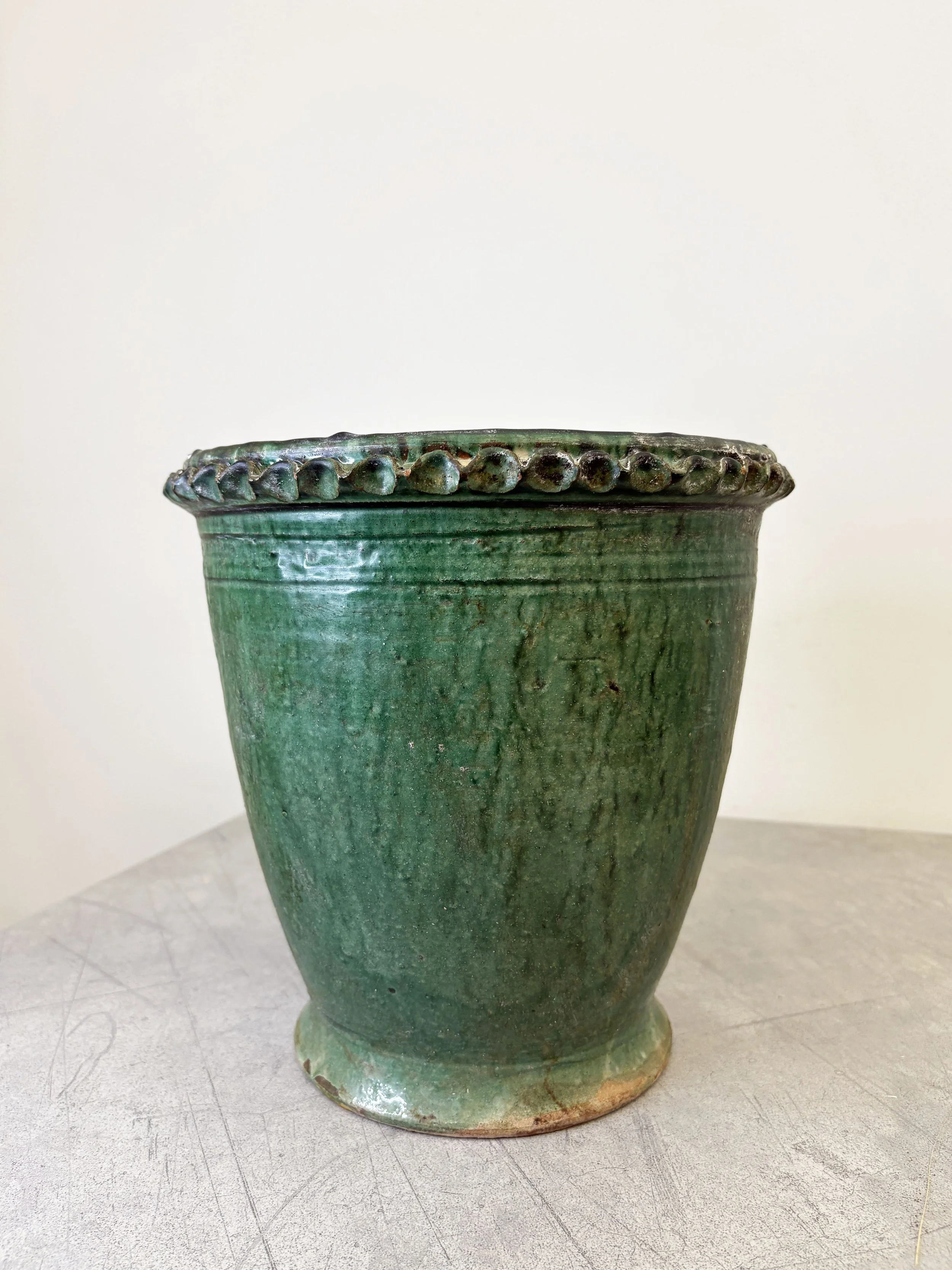 Calabrese green glazed plant pot