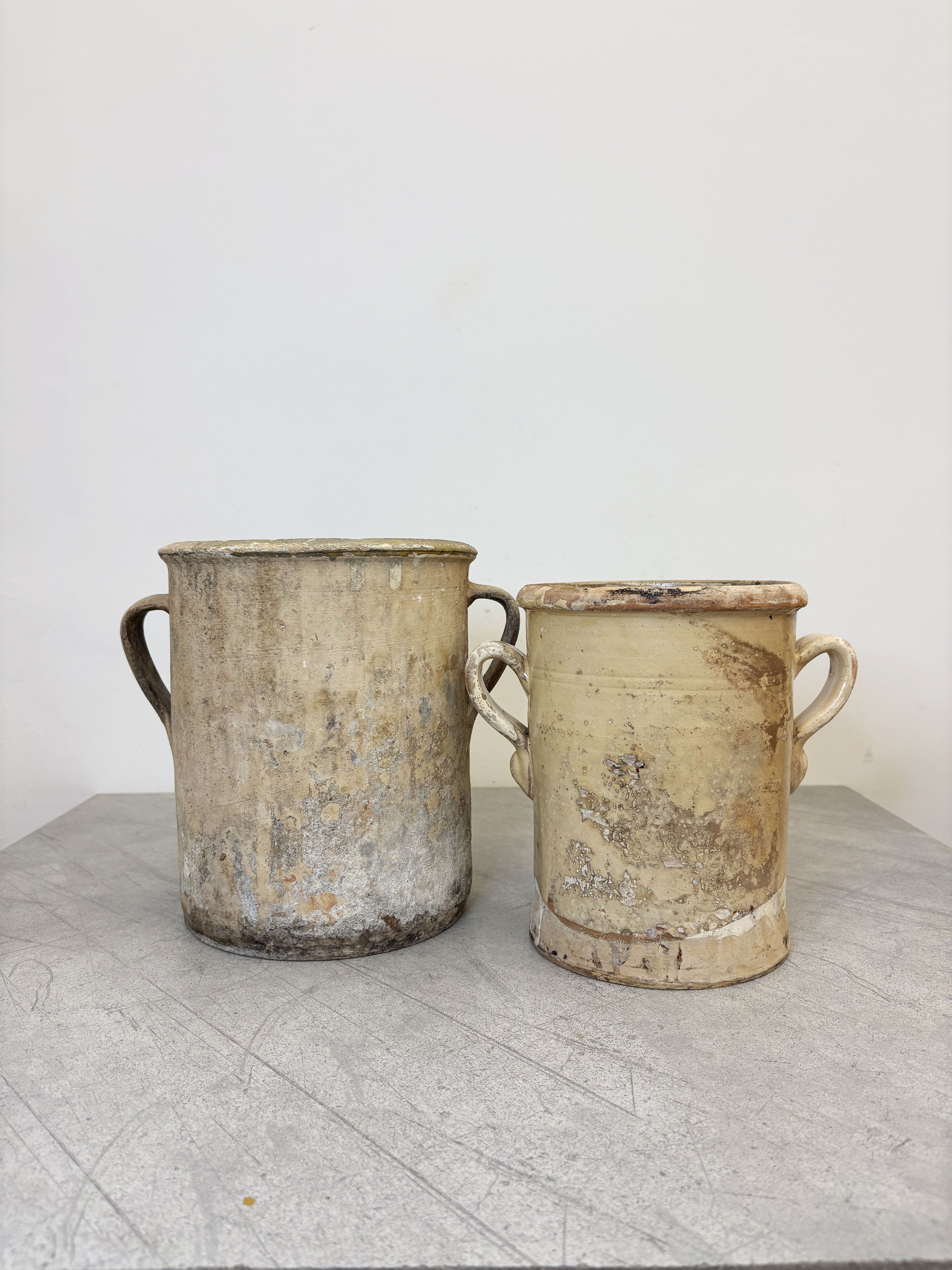 antique rustic southern Italian confit pots