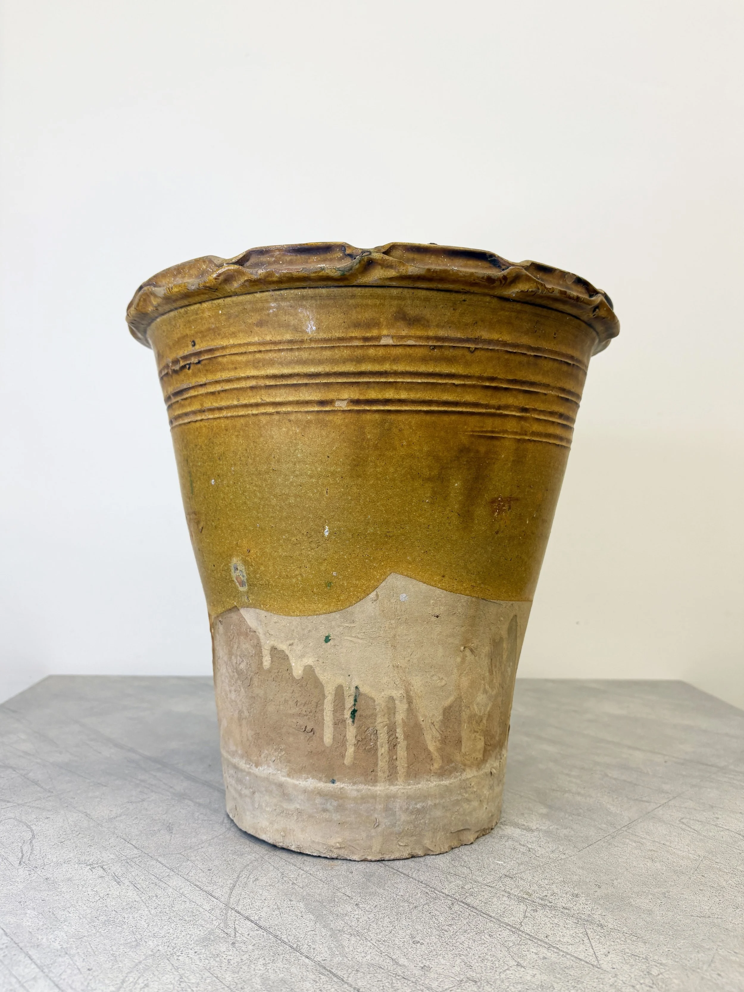 rustic yellow plant pot