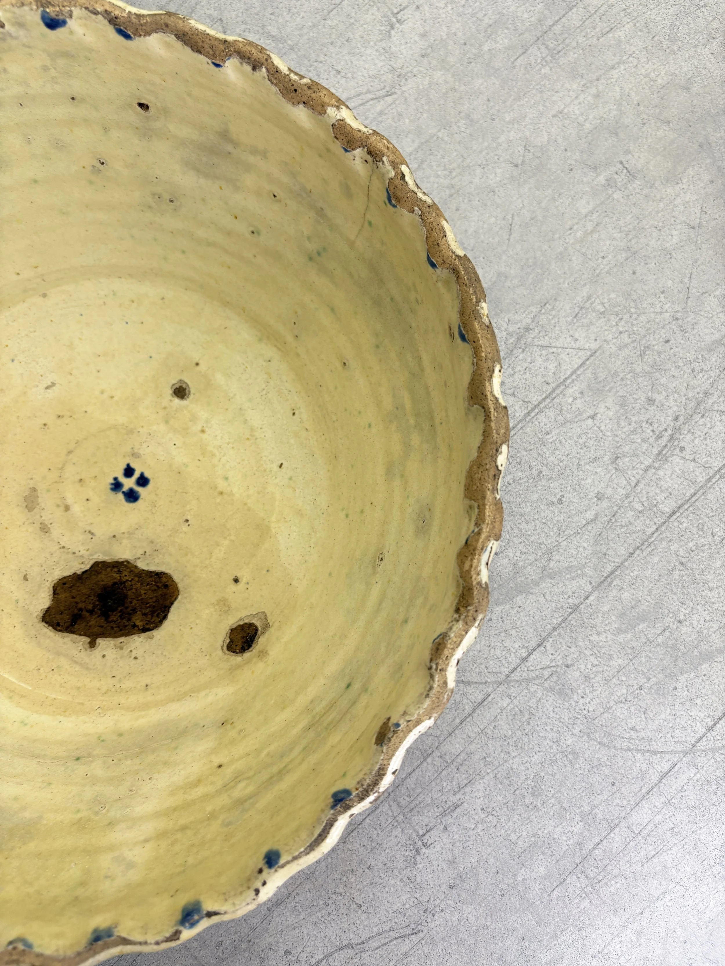 antique bowl with scalloped edge