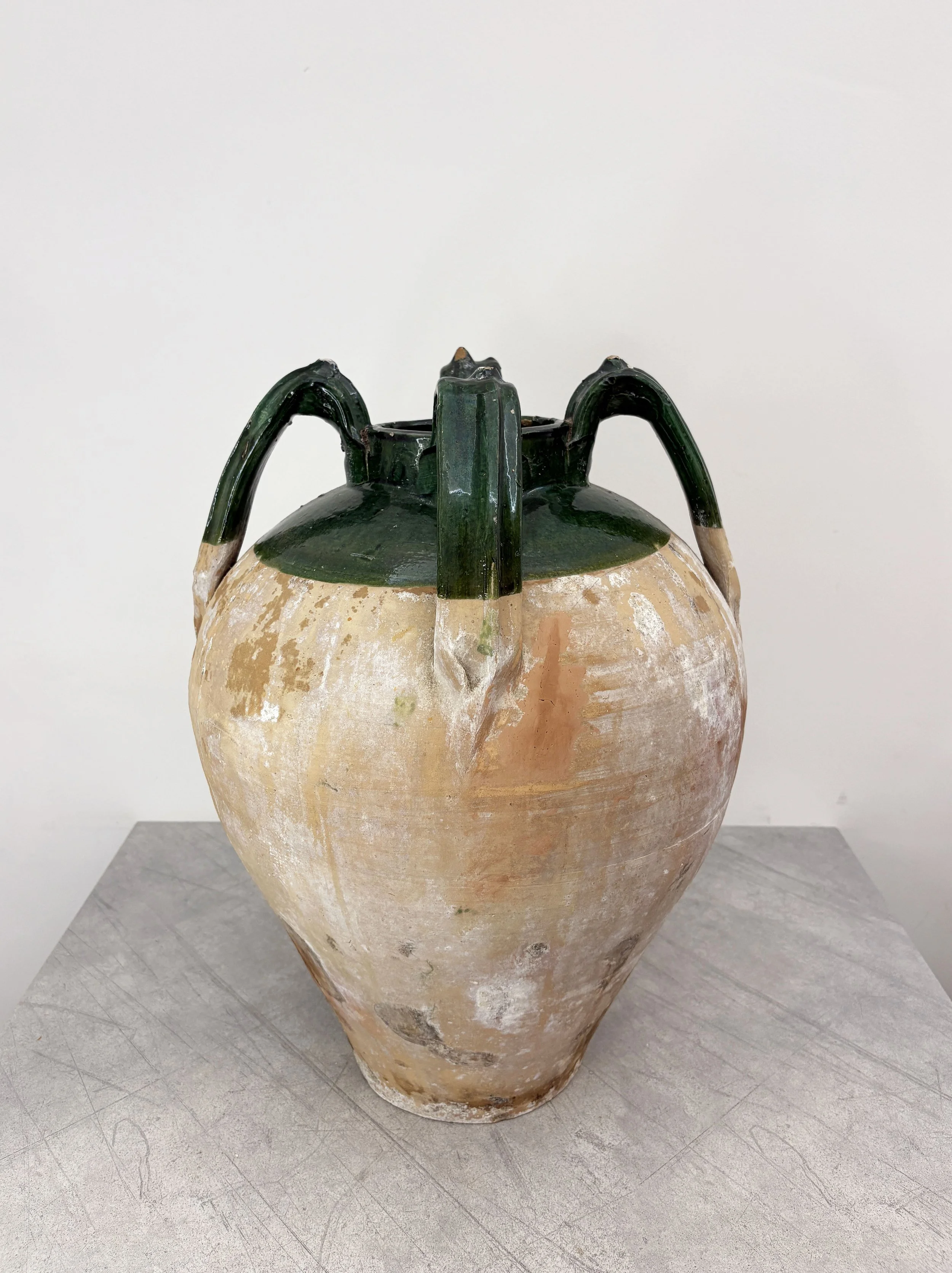 large green glazed antique pot Puglia