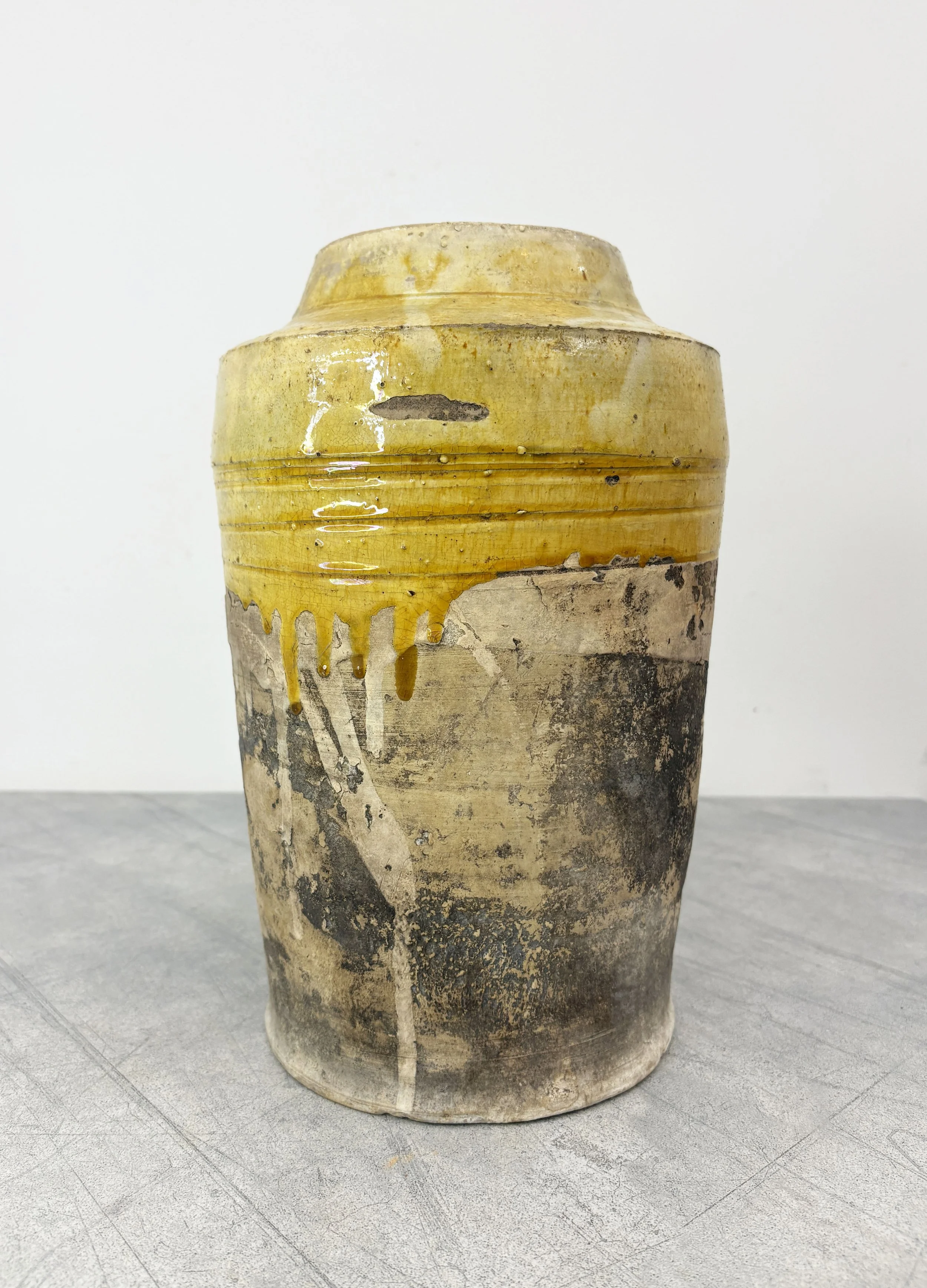antique yellow glazed ceramic vase Puglia