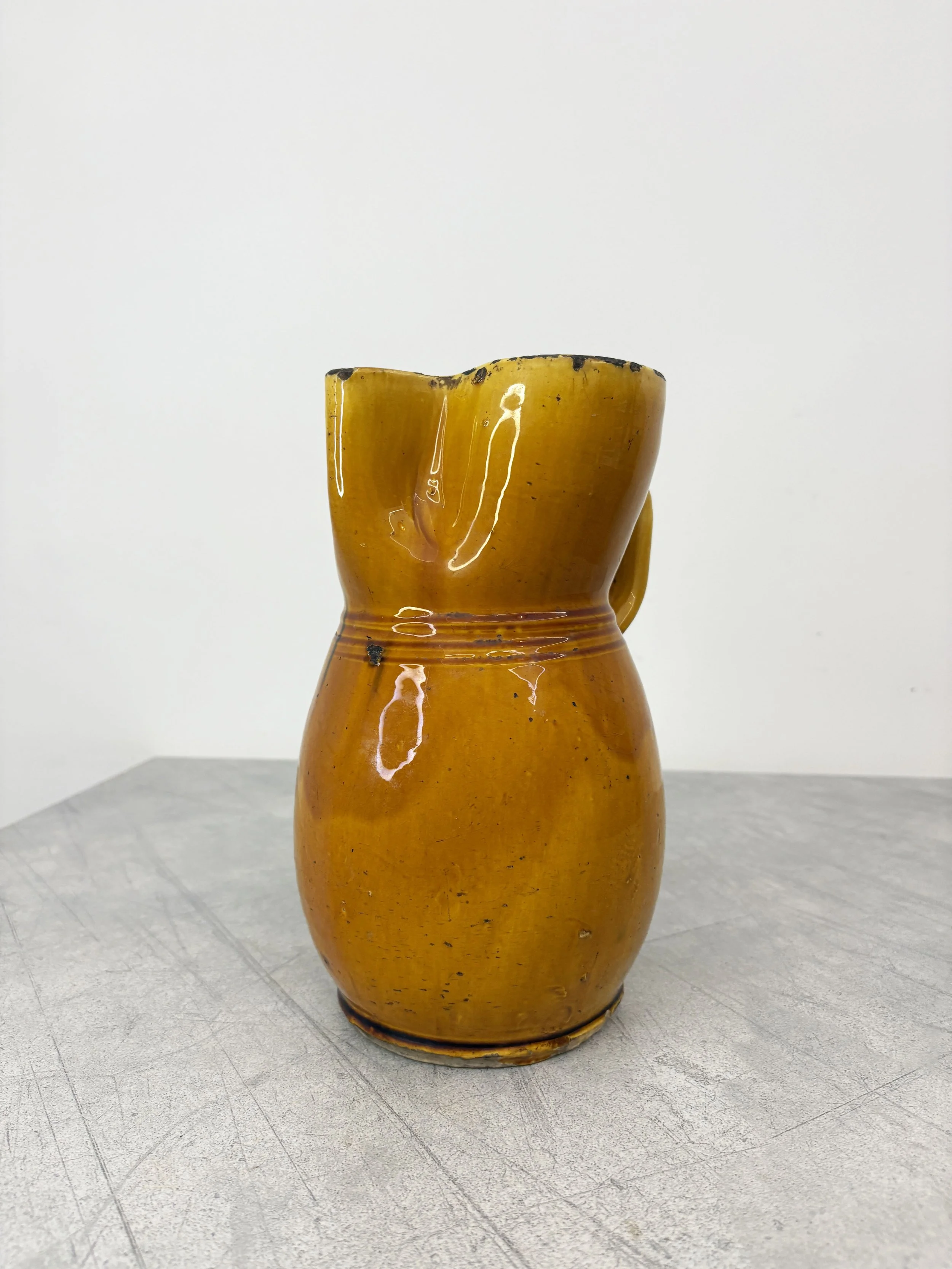 antique orange glazed ceramic jug Italy