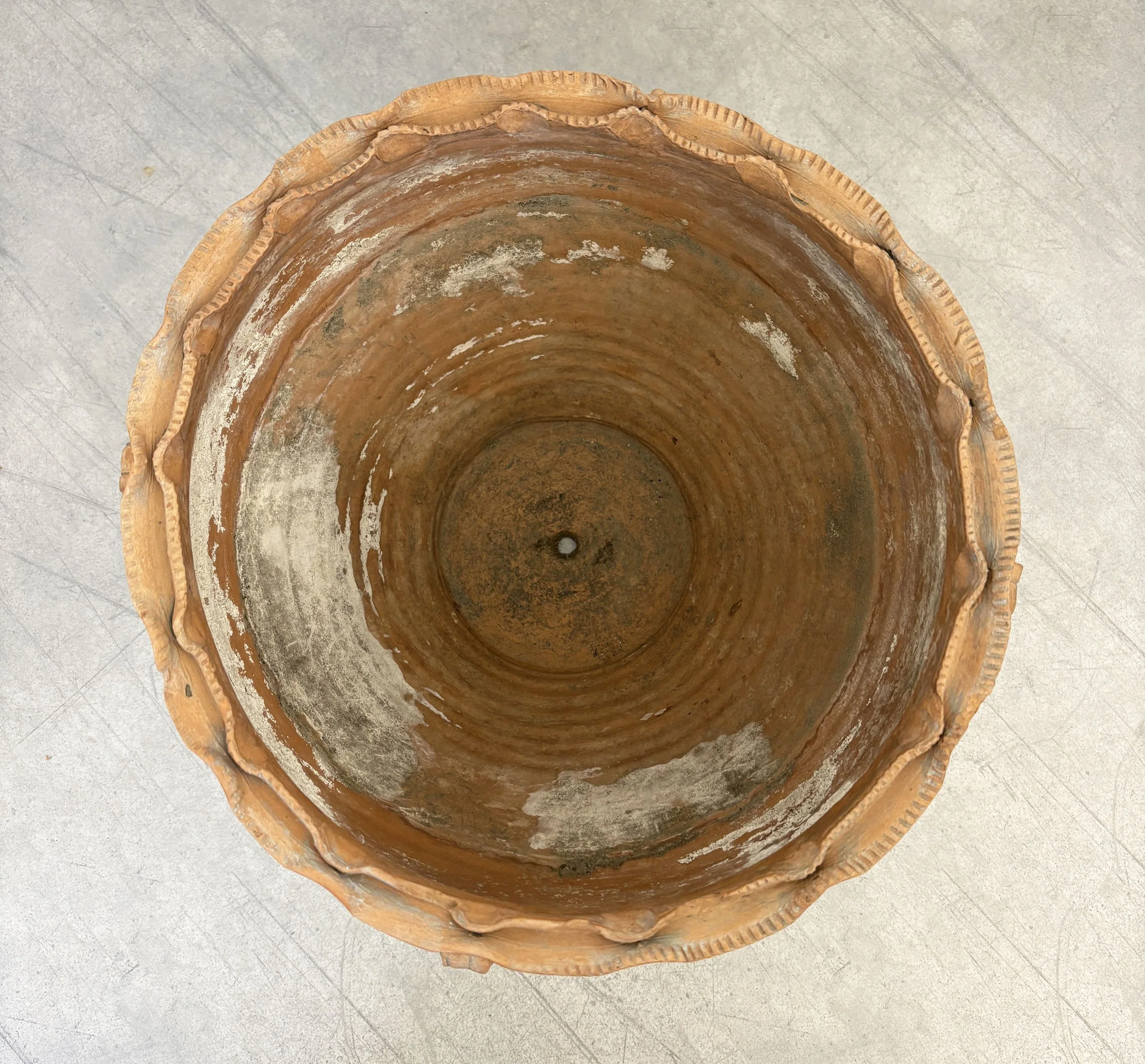 antique scalloped edge ceramic planter
