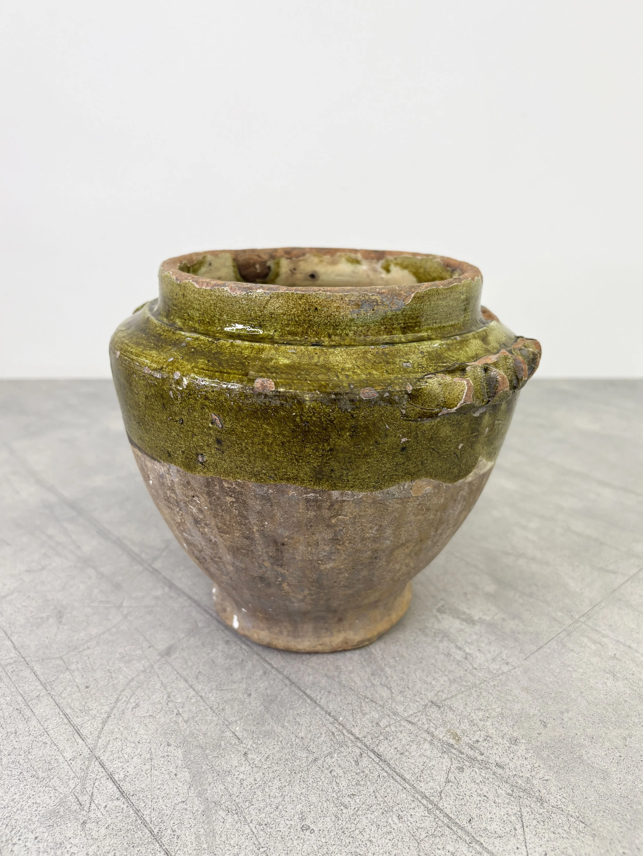 vintage Italian pot with green glaze