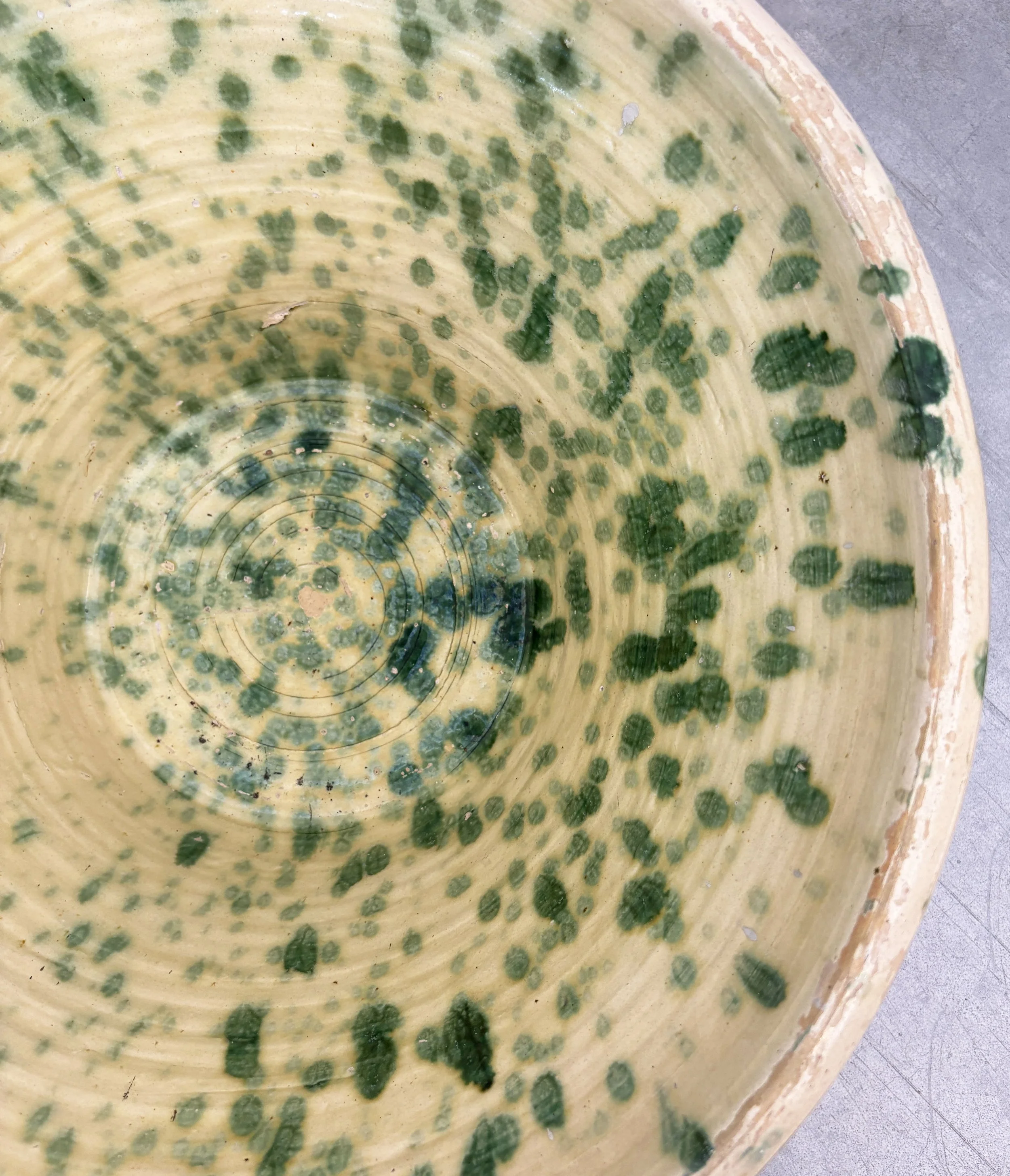 green speckled glaze ceramic bowl Puglia