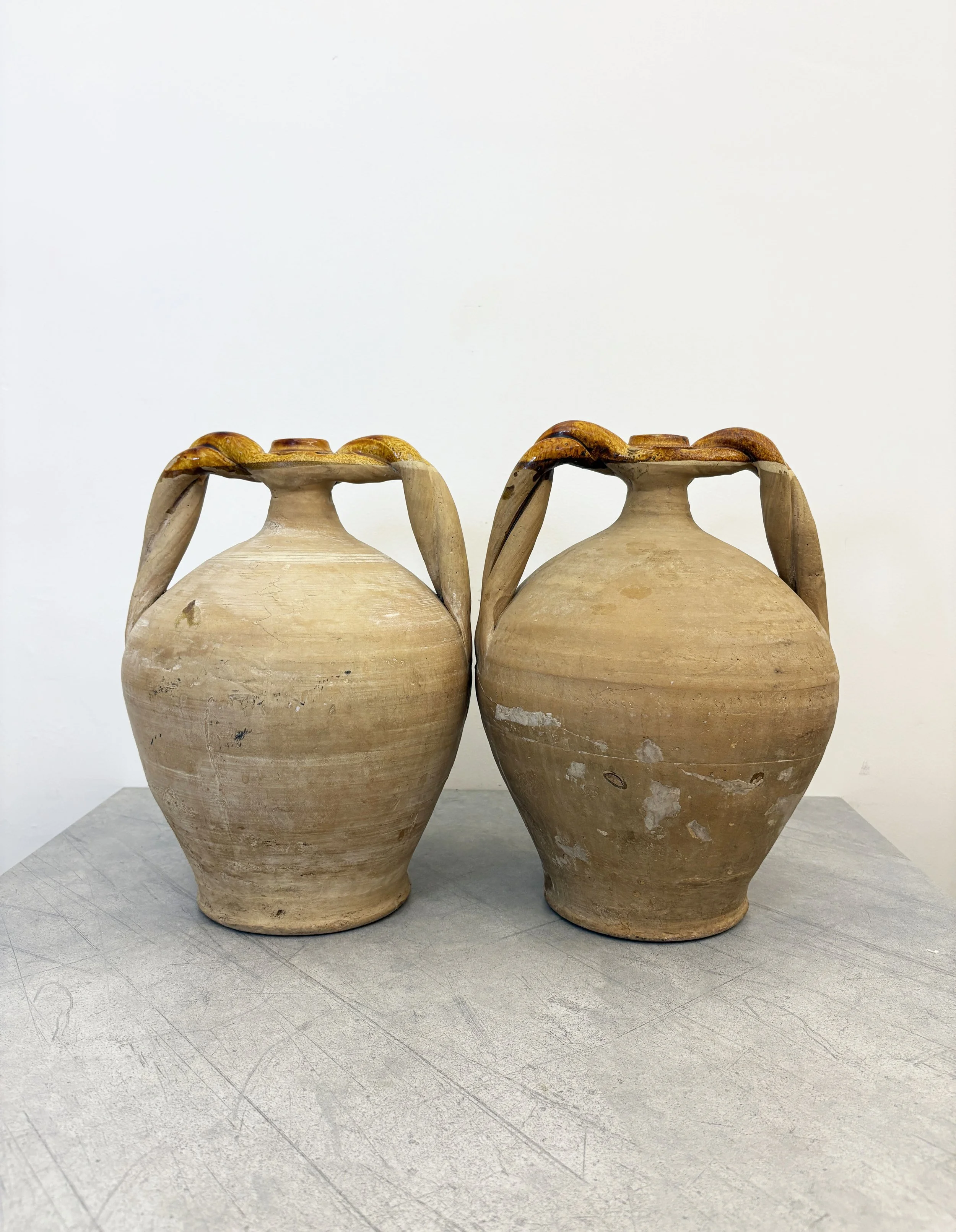 2 vintage Italian ceramic amphorae