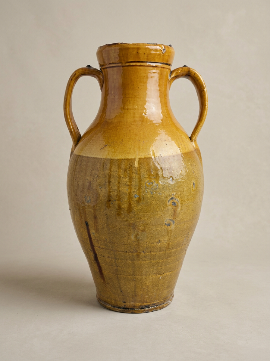 XL Antique Yellow Half Glaze Vase