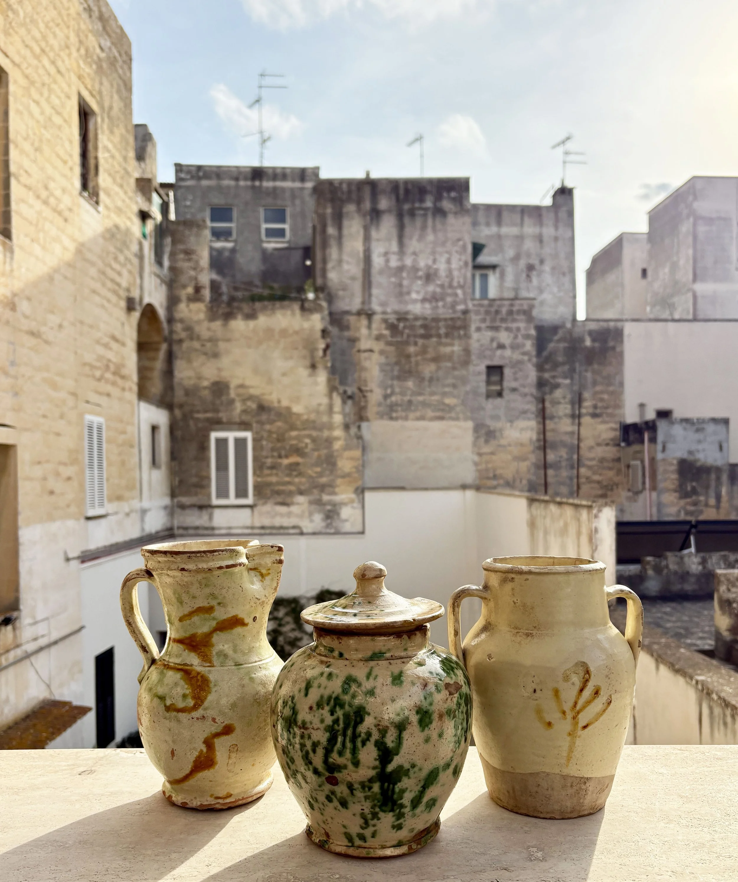 3 antique southern Italian farmhouse ceramics