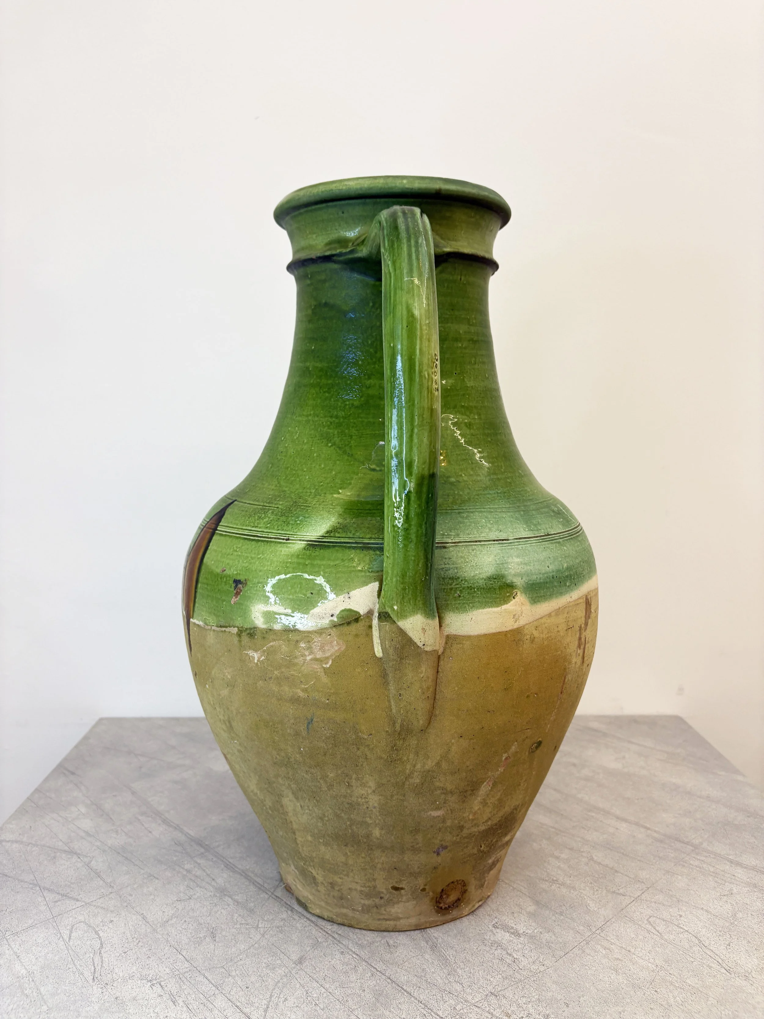 green glazed ceramic amphora Italy