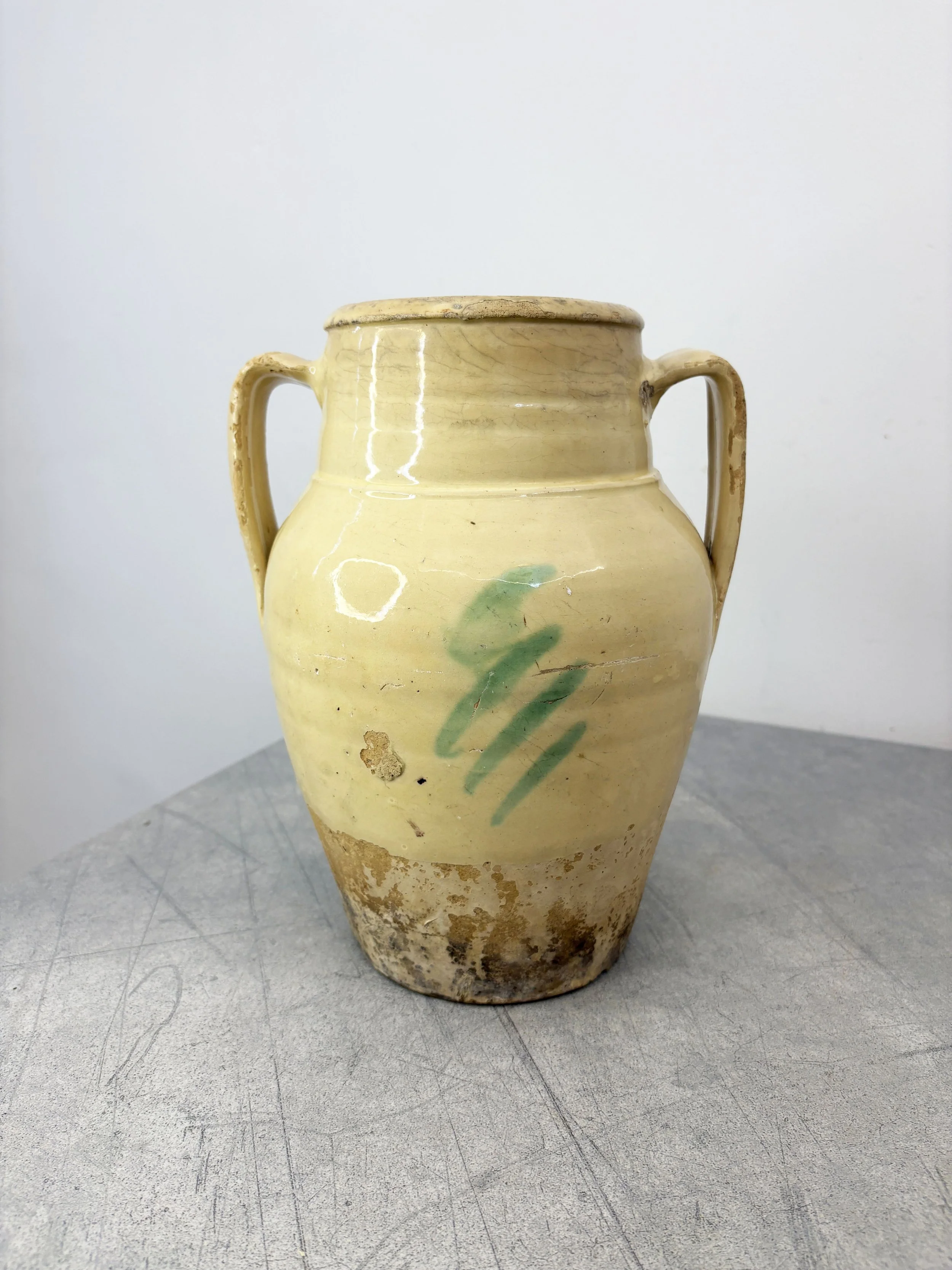 hand painted green tree of life pot