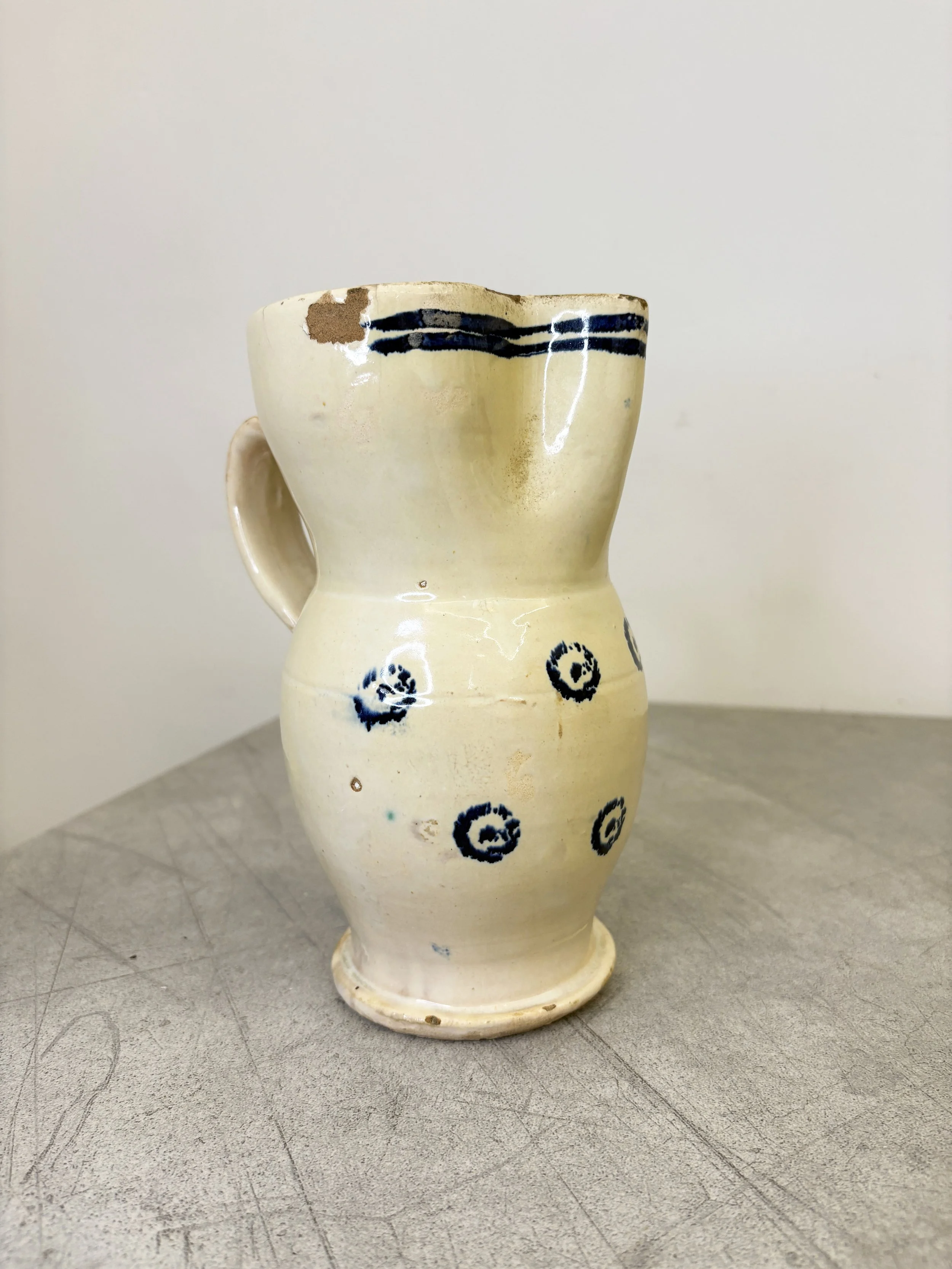 hand painted blue design pitcher