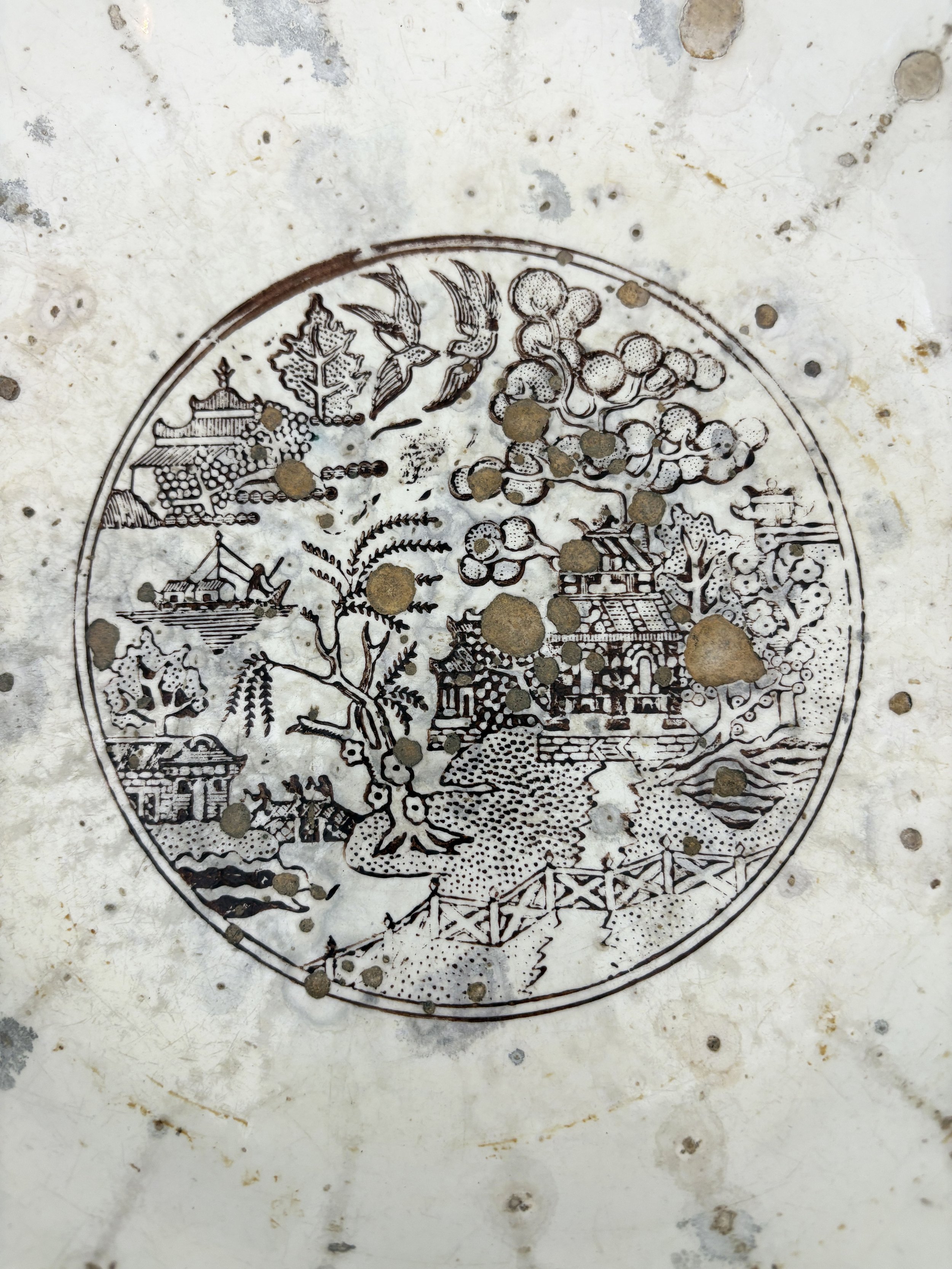 Italian transferware chinoiserie ceramic bowl