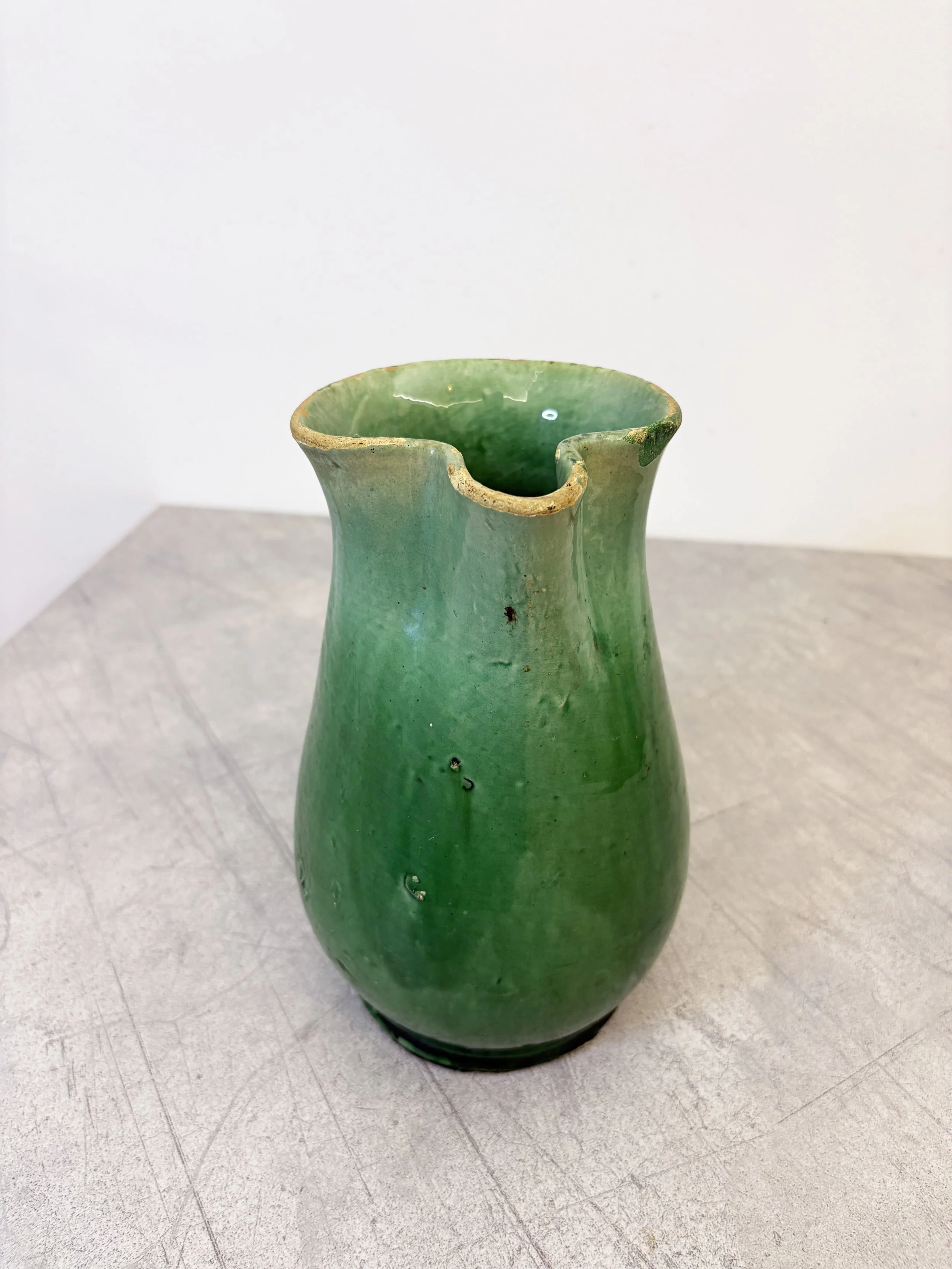 antique green glazed ceramic jug Puglia