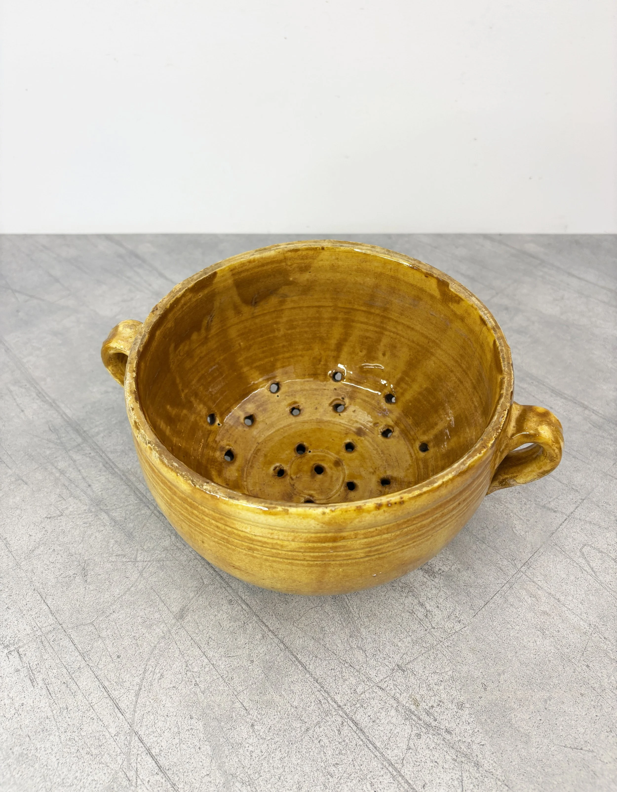 vintage yellow glazed colander Puglia