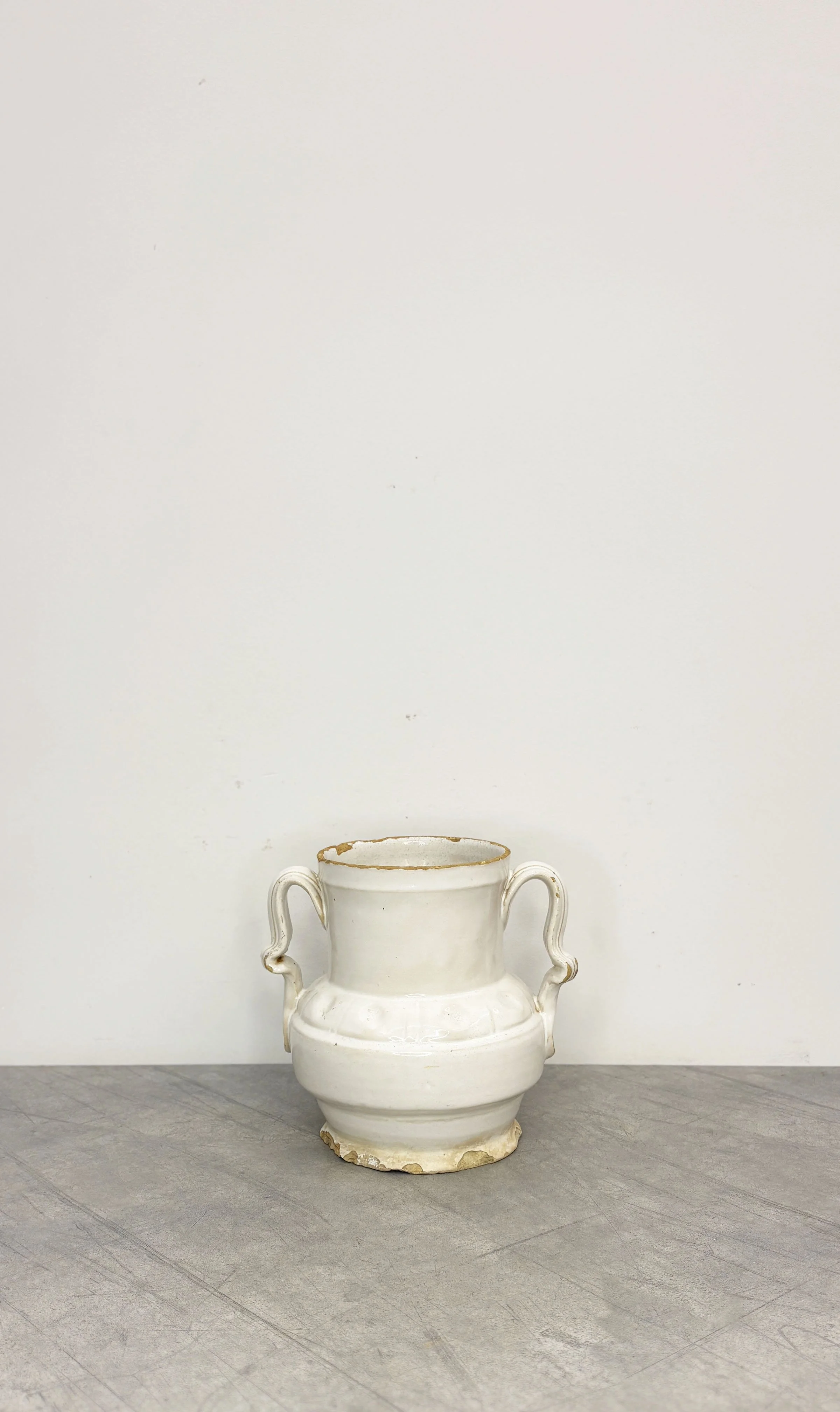 Antique White Vase with Ornate Handles