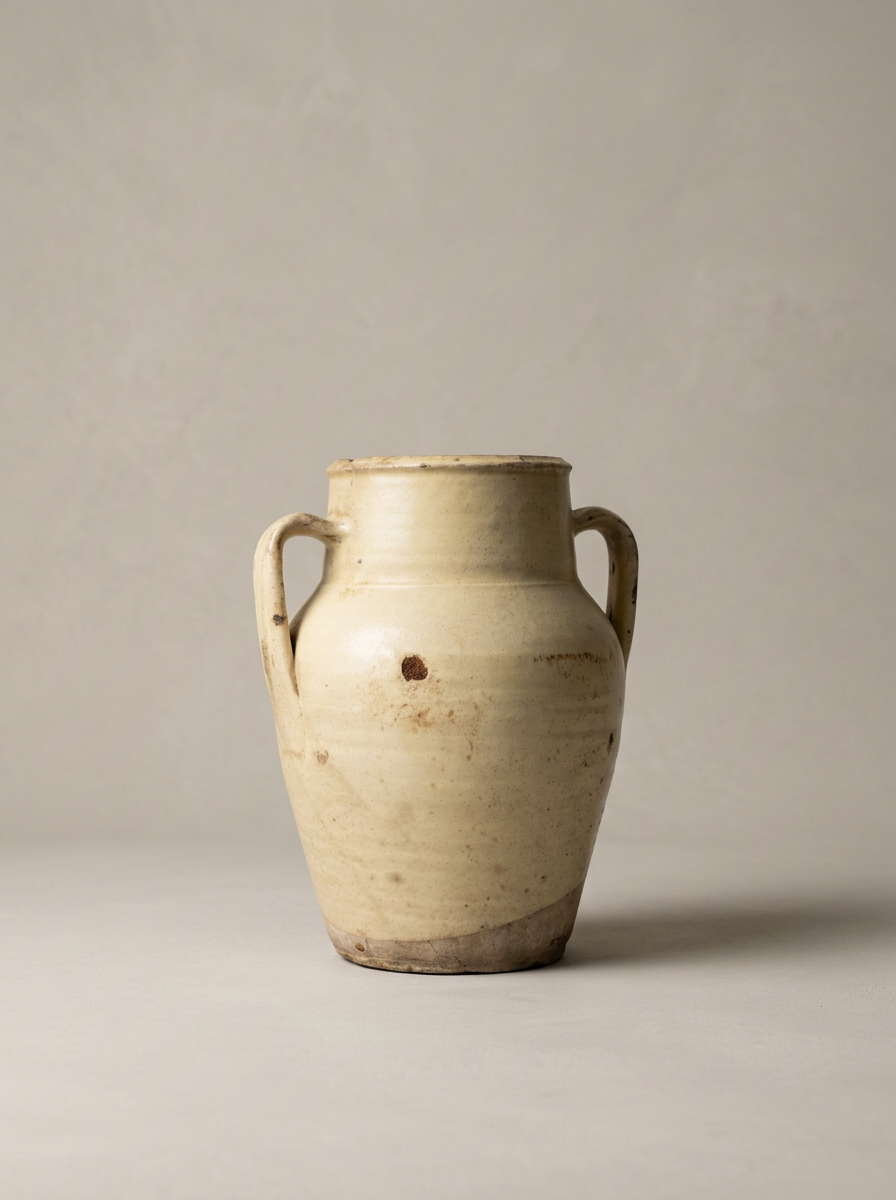 rustic confit pot with cream glaze