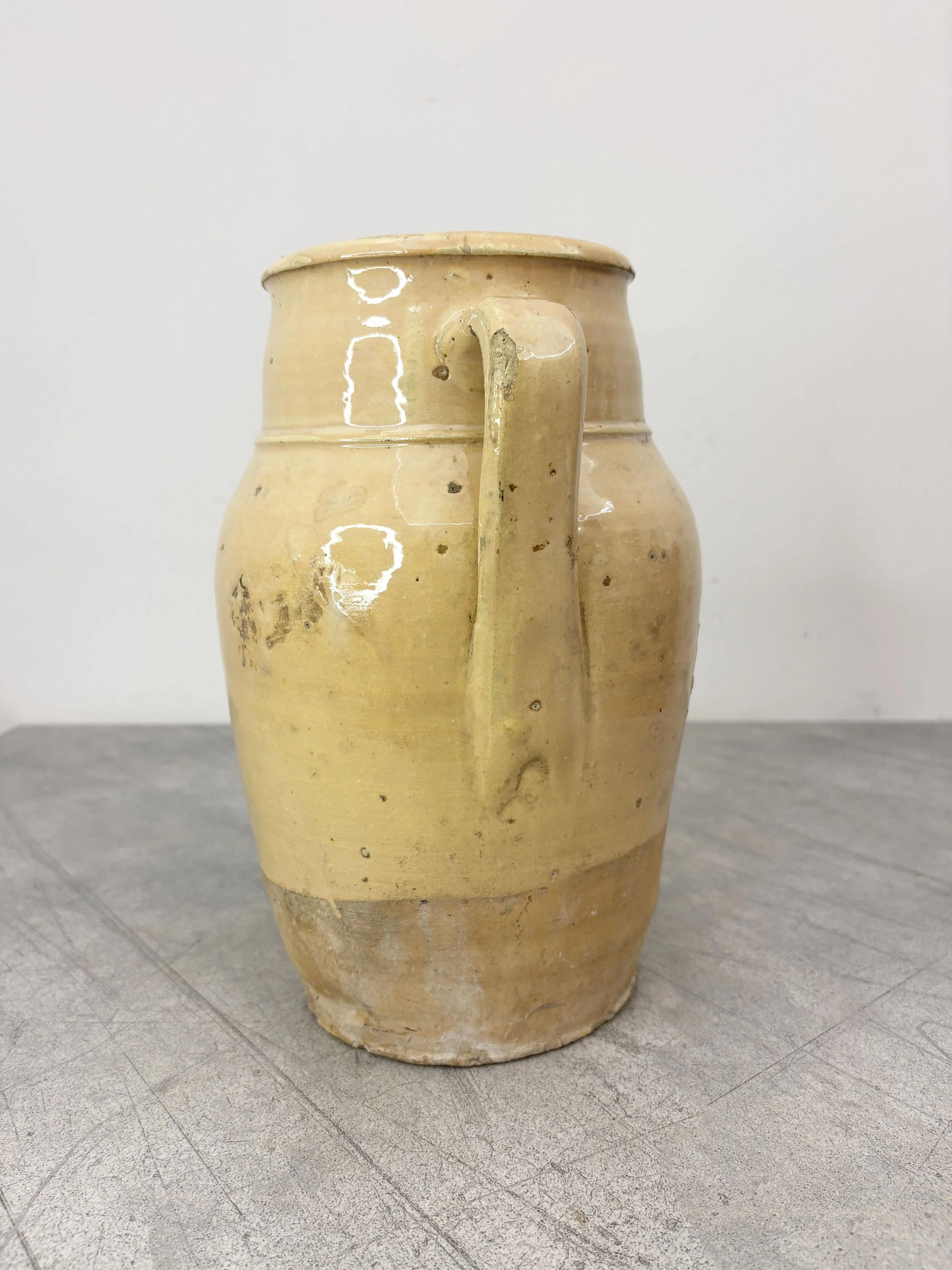 rustic Italian white glazed confit pot