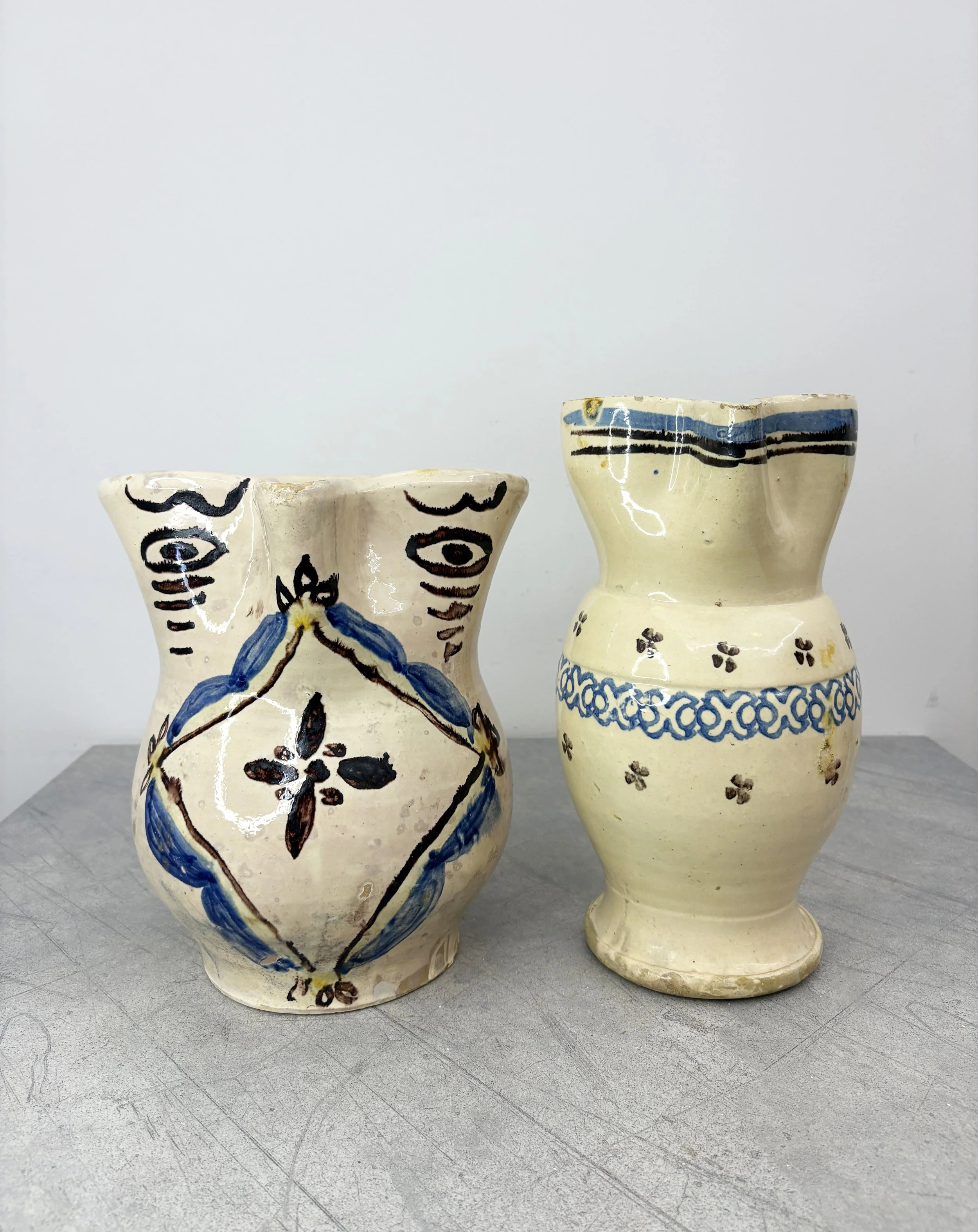 2 large traditional hand painted jugs Puglia