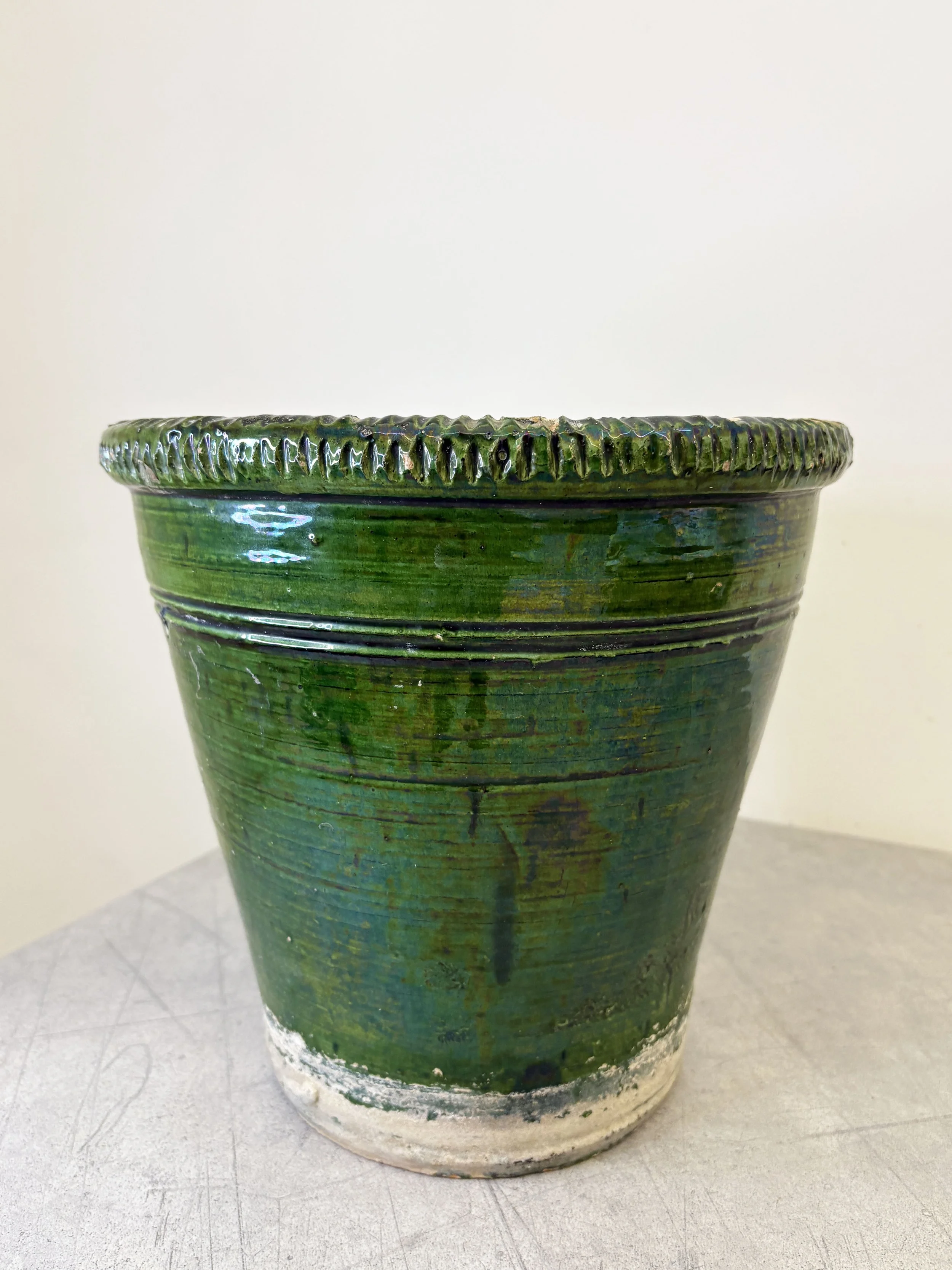 large antique green plant pot Puglia