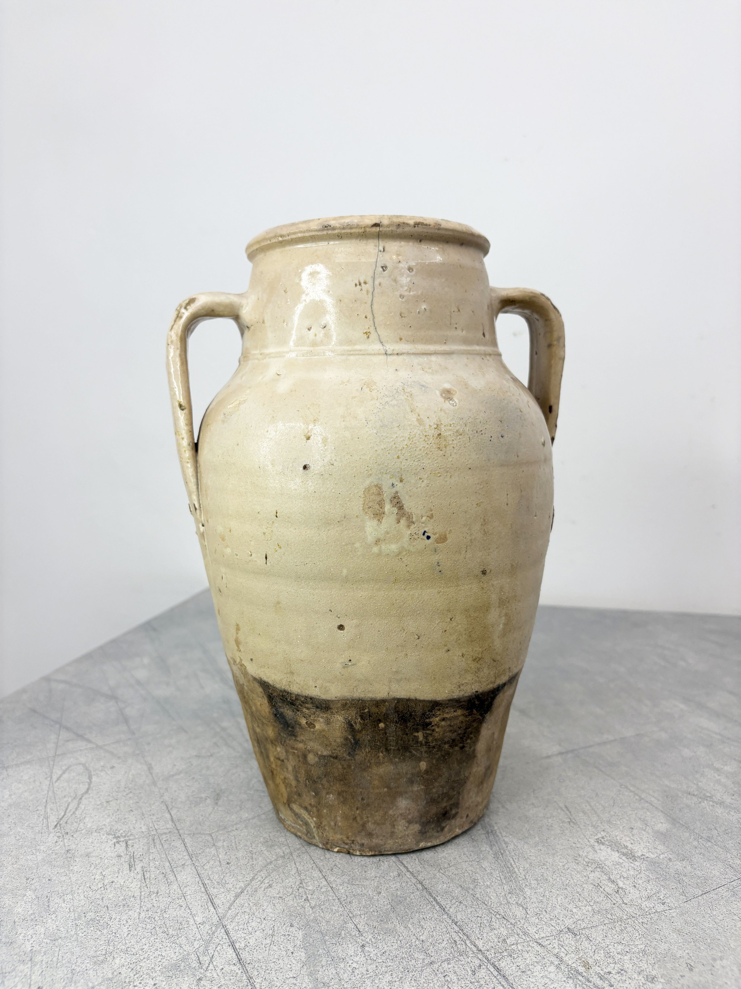 rustic ceramic vase with handles from Calabria