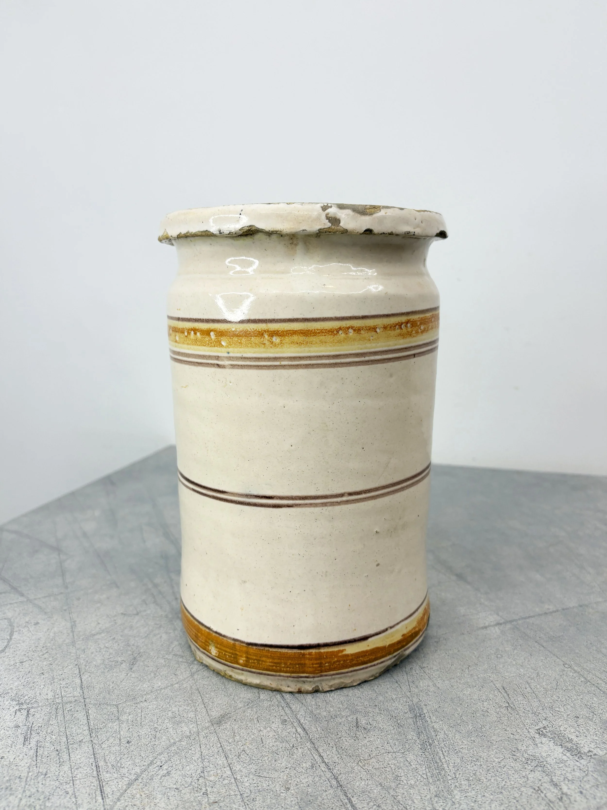 antique orange stripe pharmacy vase Italy