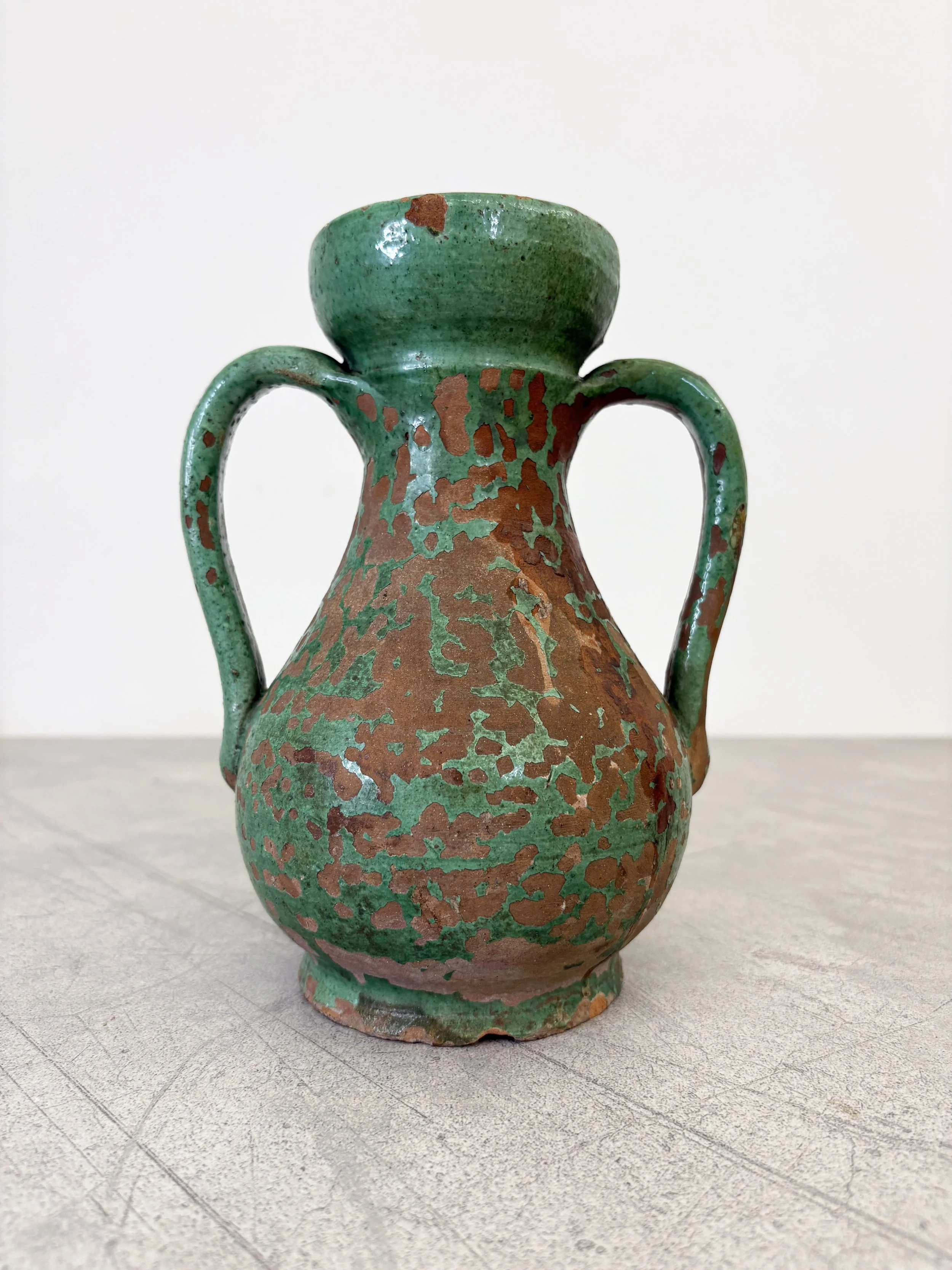 eroded green glaze vase from Calabria