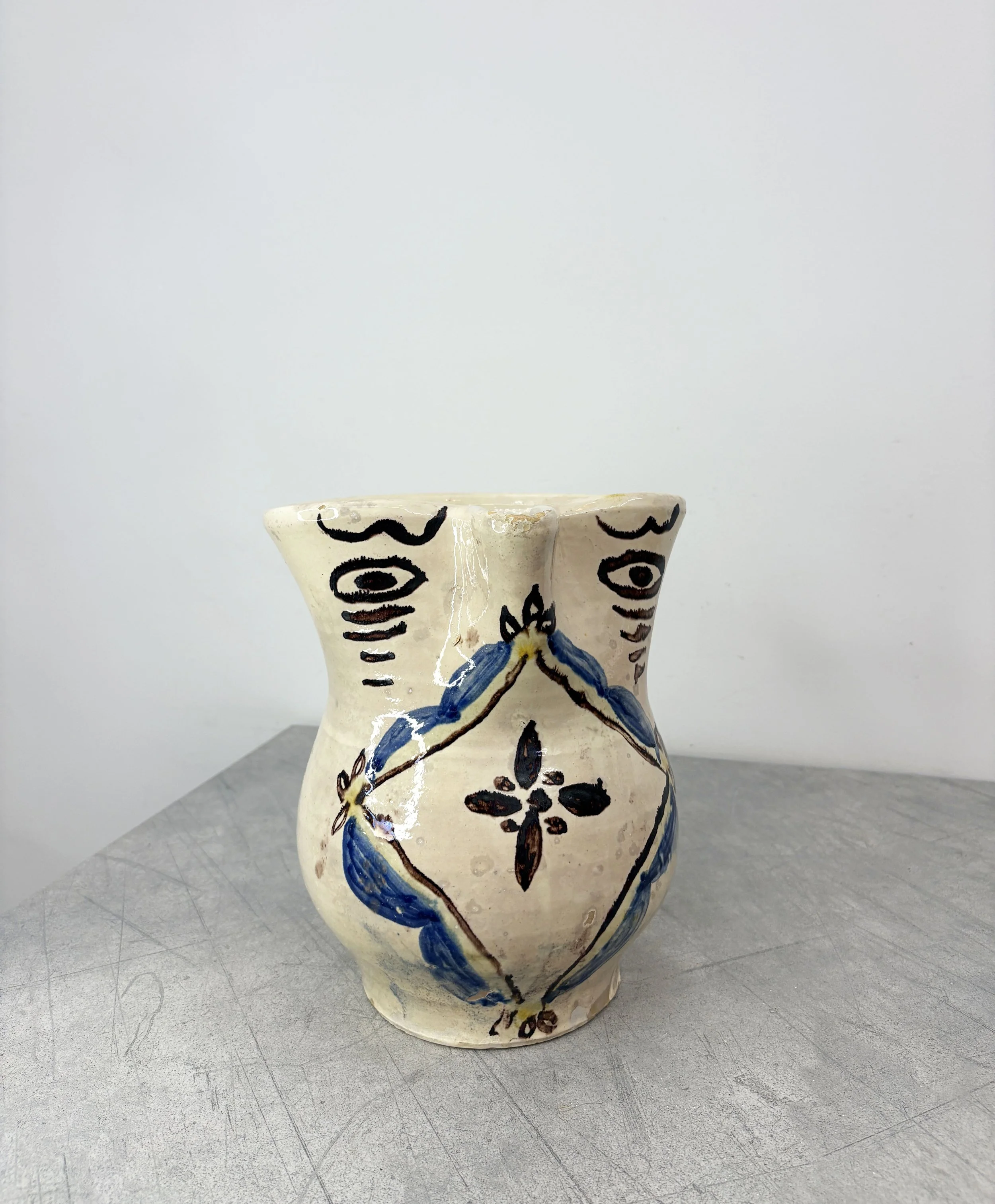 large antique ceramic hand painted jug Puglia