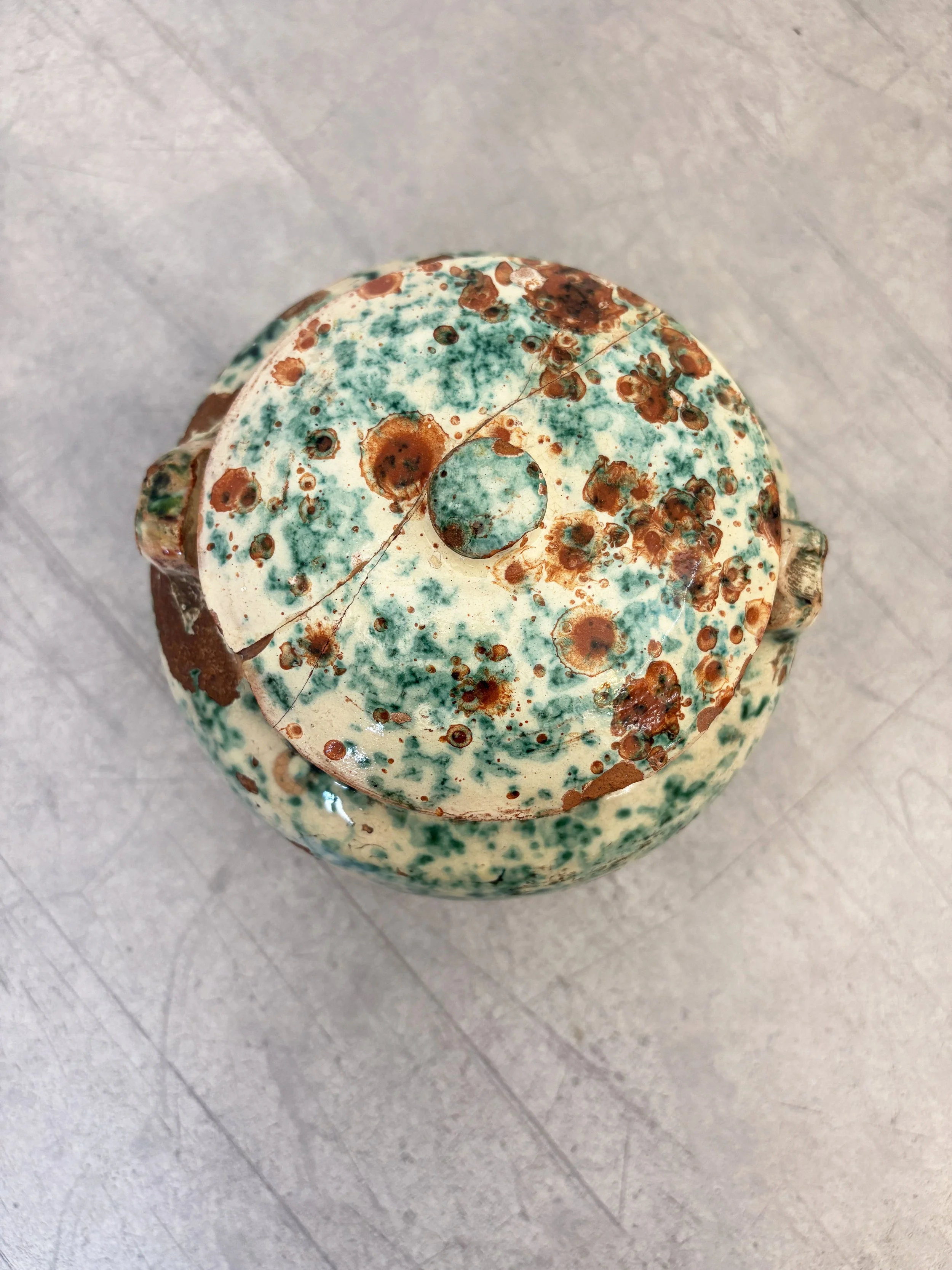 antique speckle glaze pot