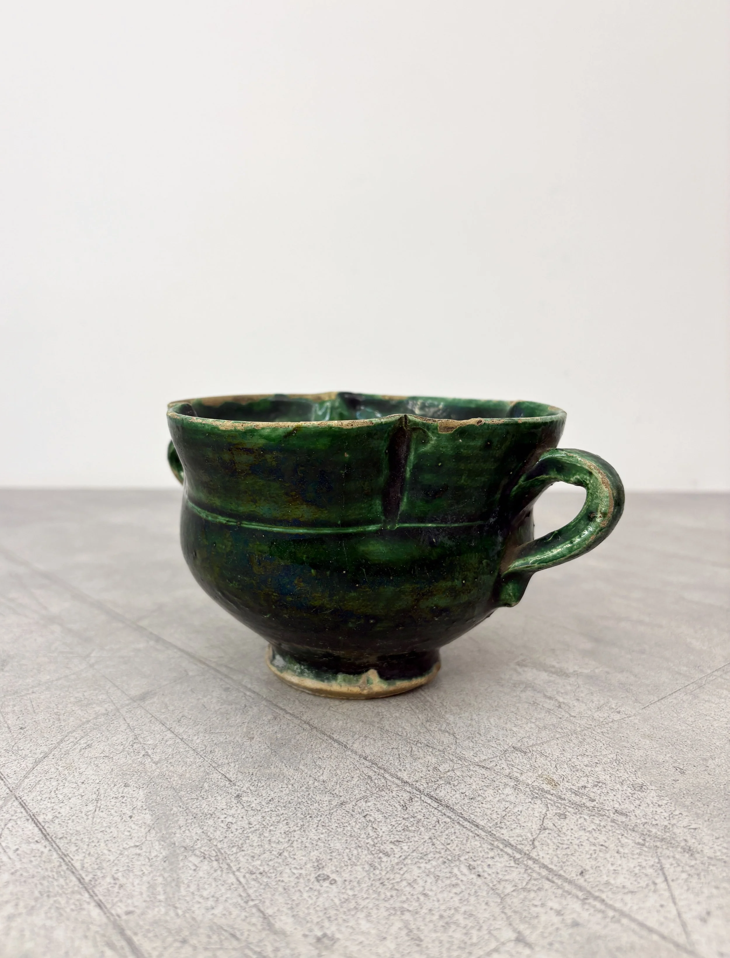 vintage green ceramic cup
