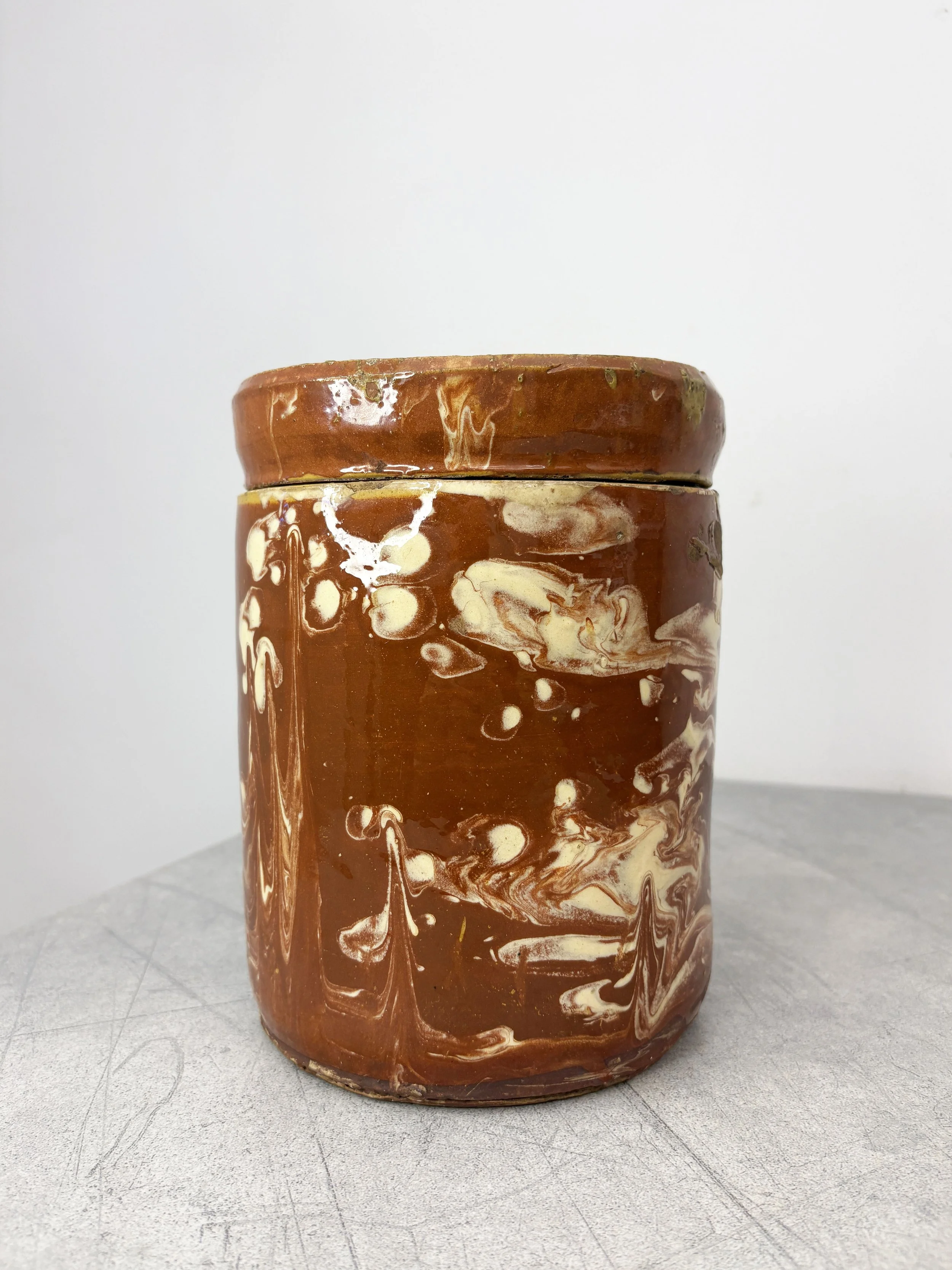 marbled ceramic jar with lid Puglia