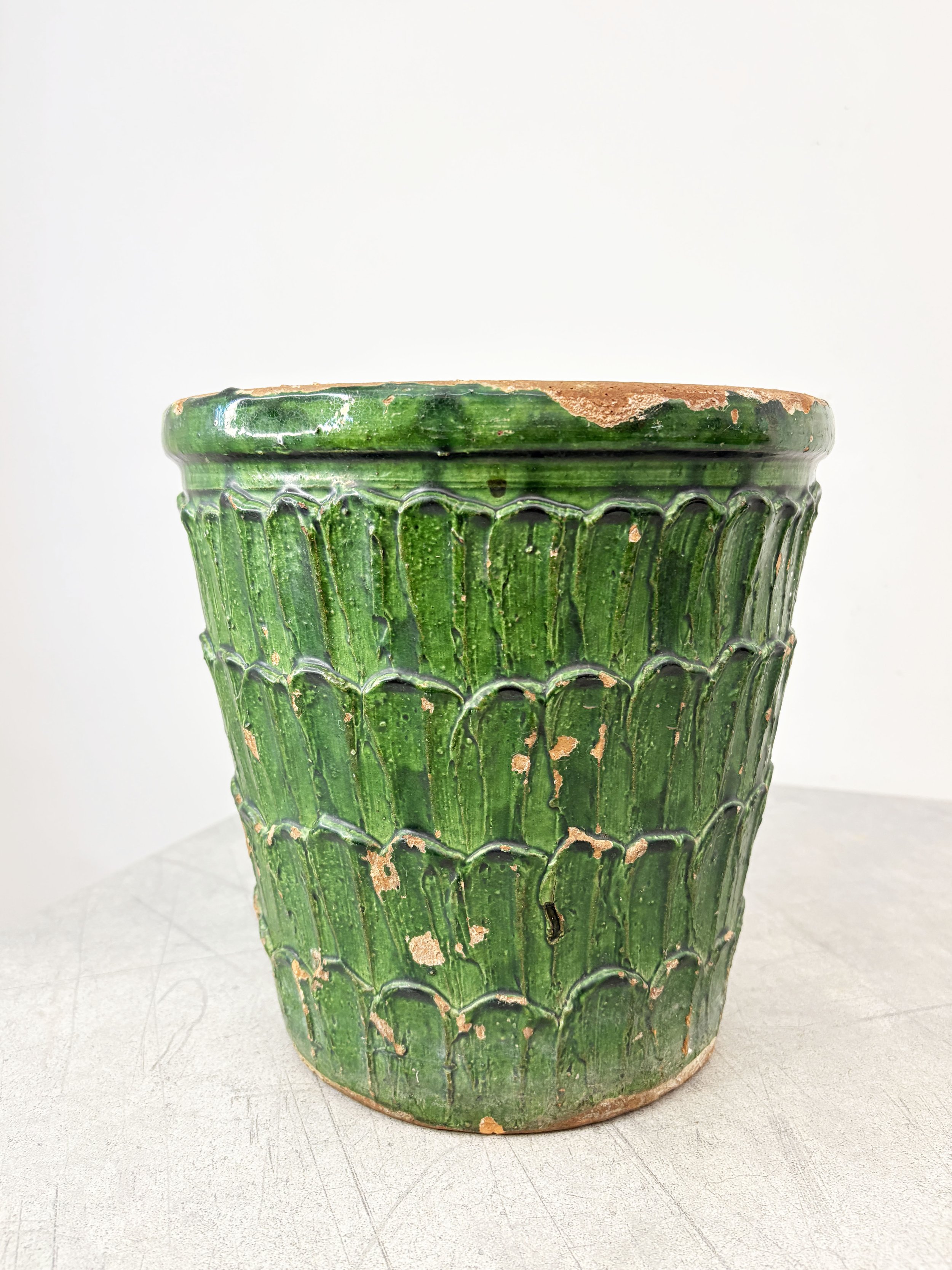 antique green ceramic planter Calabria