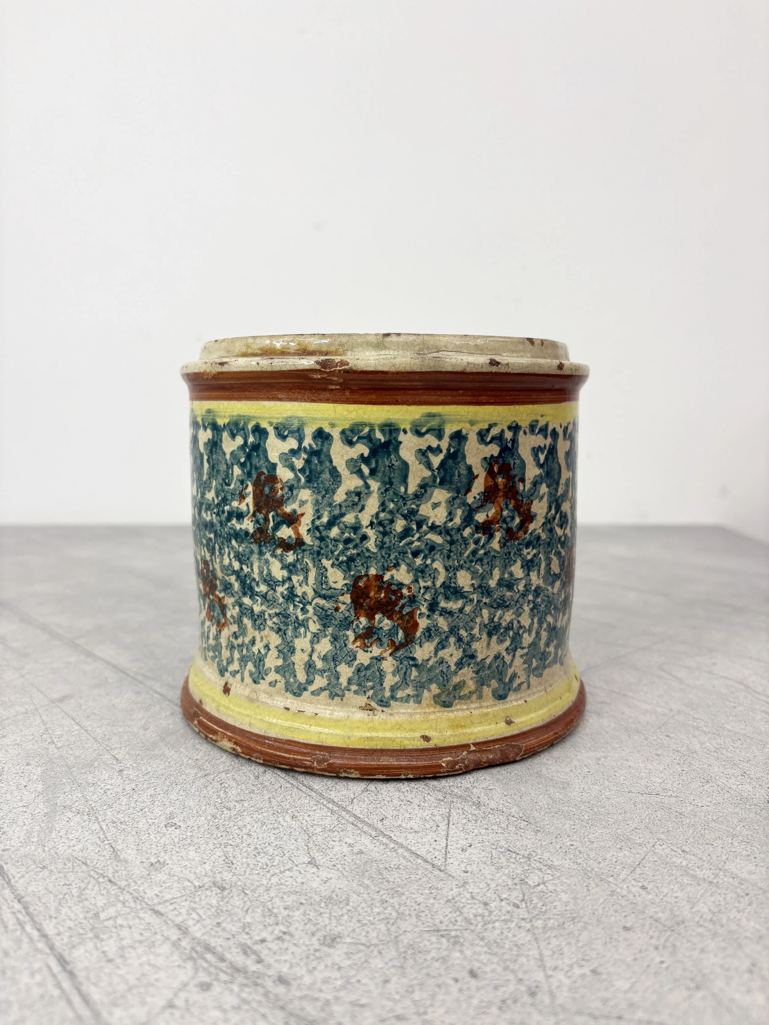 vintage green marbled pot Caltagirone