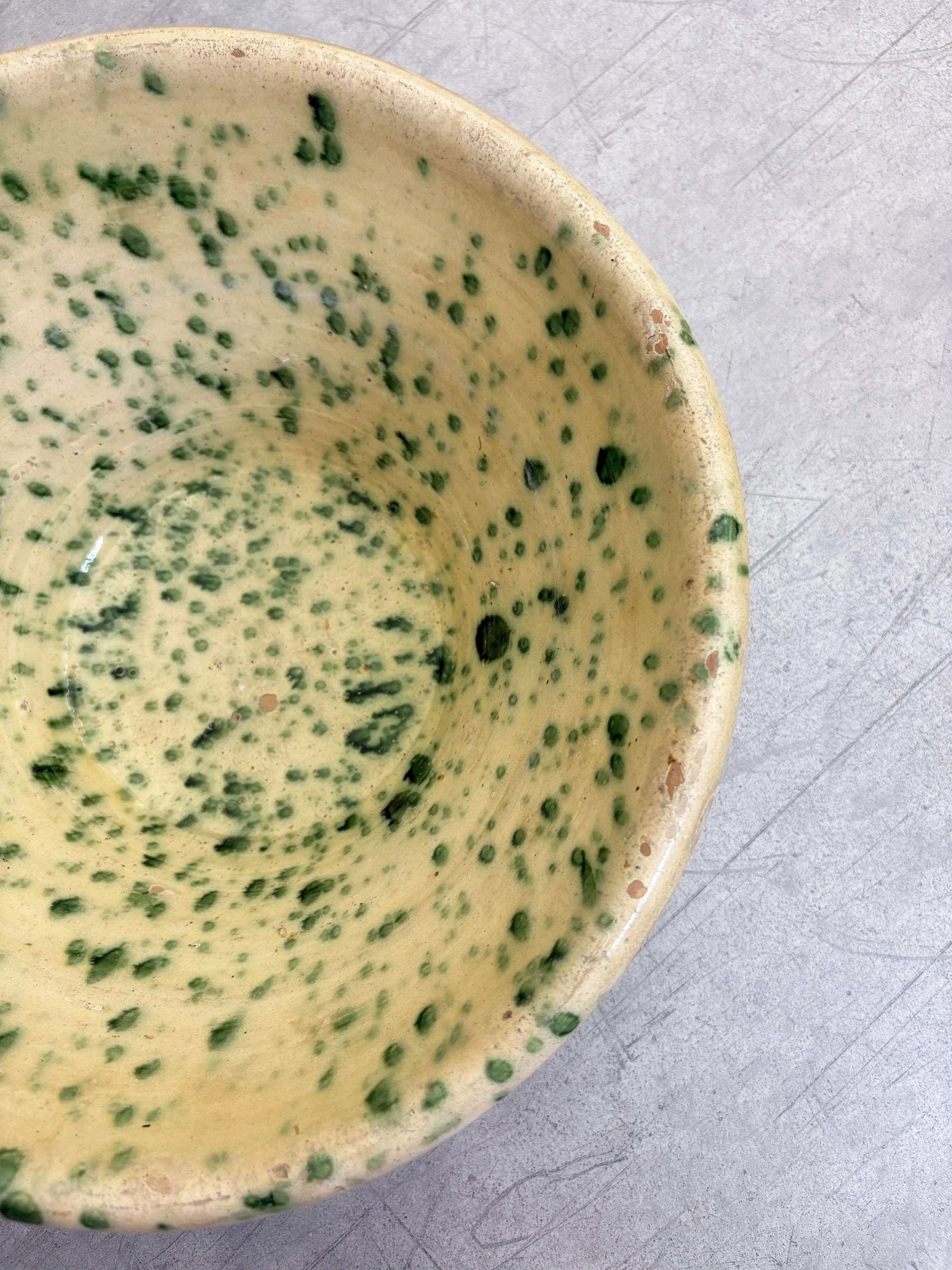 green splatter glazed ceramic bowl Puglia