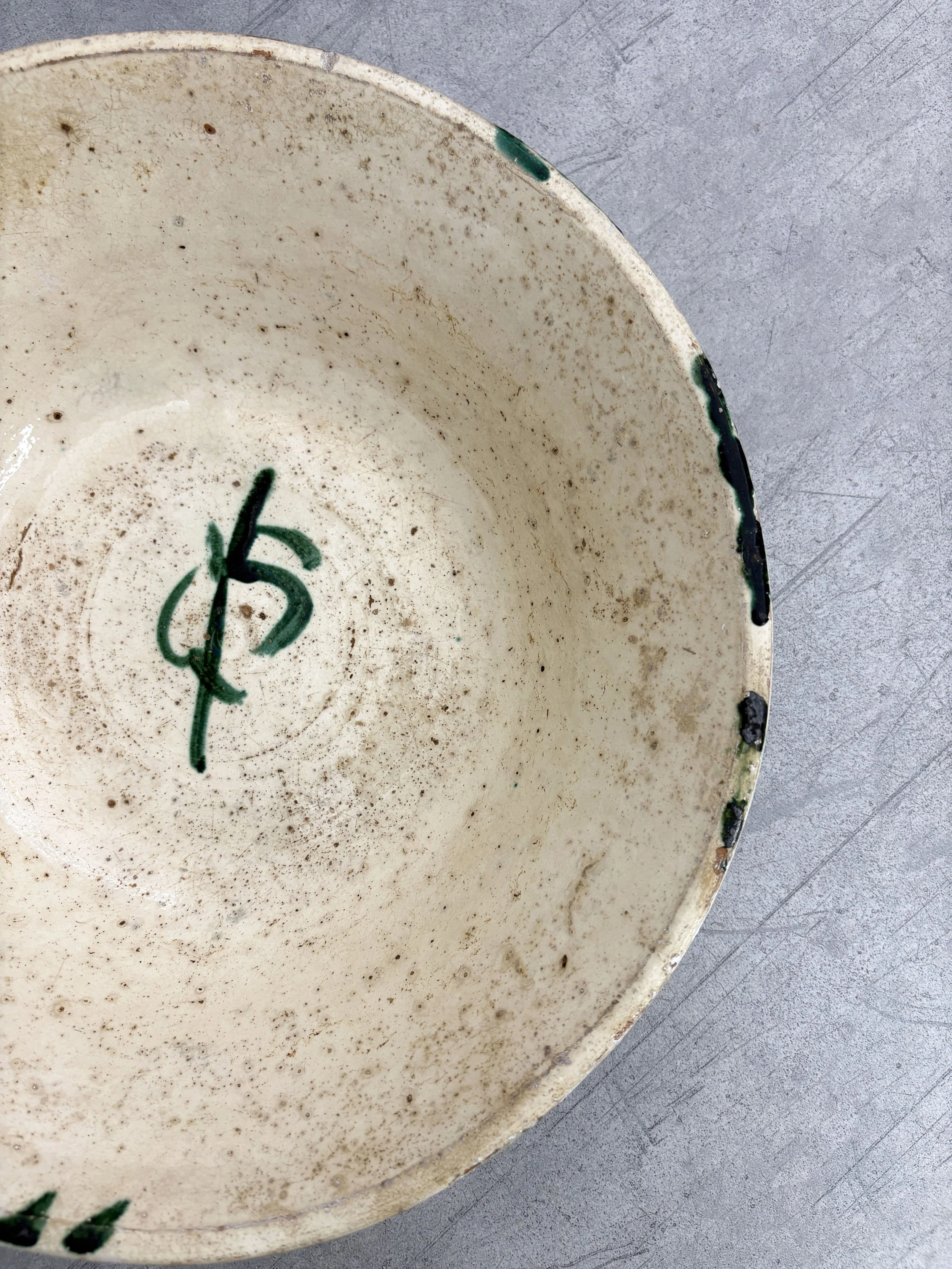 antique rustic hand painted Italian bowl