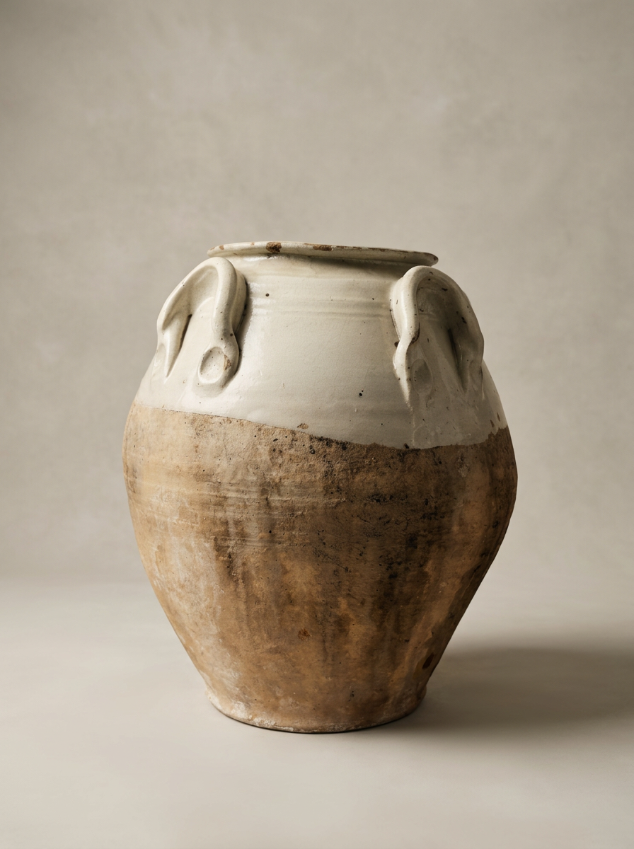 large antique Italian pot with four handles